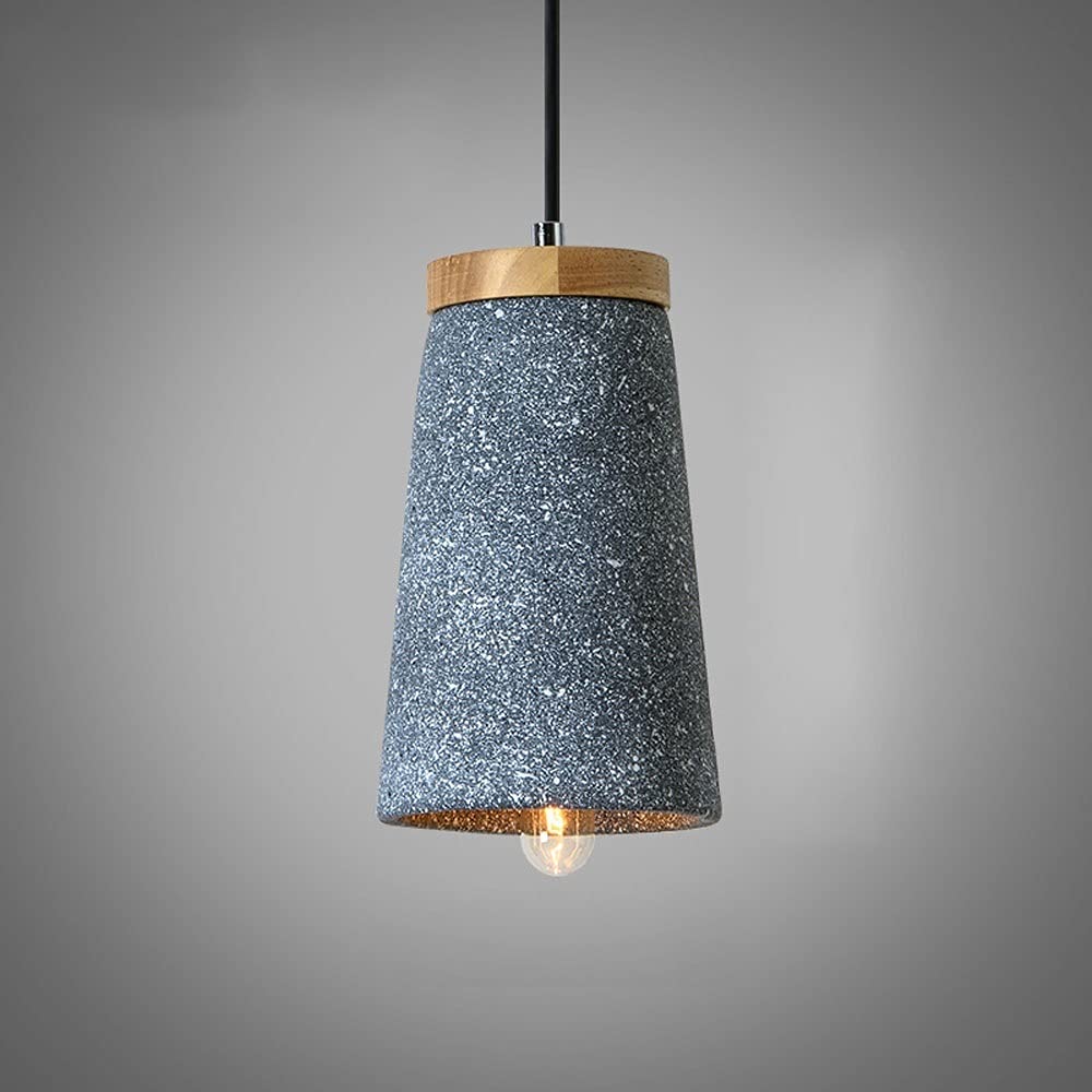 LYMSXAZOU Cement Pendant Light Modern Hanging Lamp Wood Accent Industrial Small Chandeliers Ceiling Lights for Dining Room Kitchen Island Bedroom Cafe Bar
