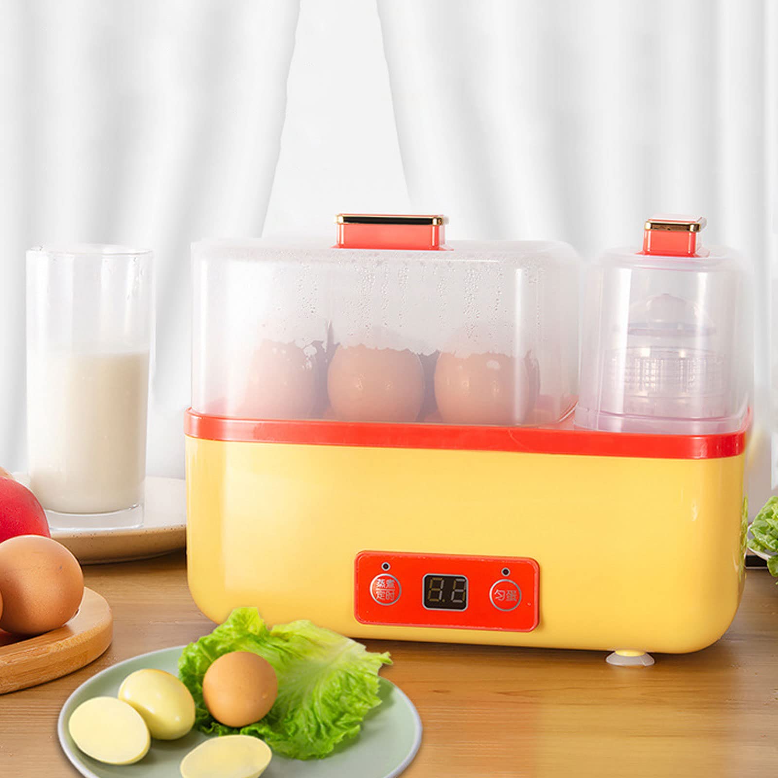 Hervidor de huevos rápido, vaporizador de alimentos y verduras Hervidor de huevos eléctrico Capacidad para 6 huevos Hervidor de huevos duros 200 W Máquina