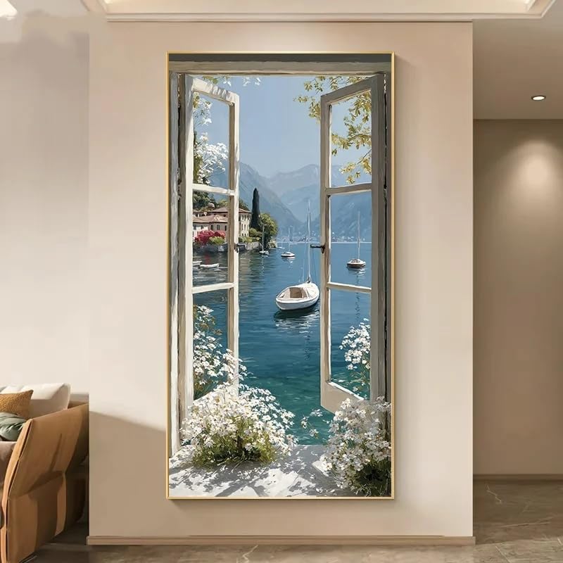 Toile imprimée moderne pour s'évader chaque jour face à un lac paisible