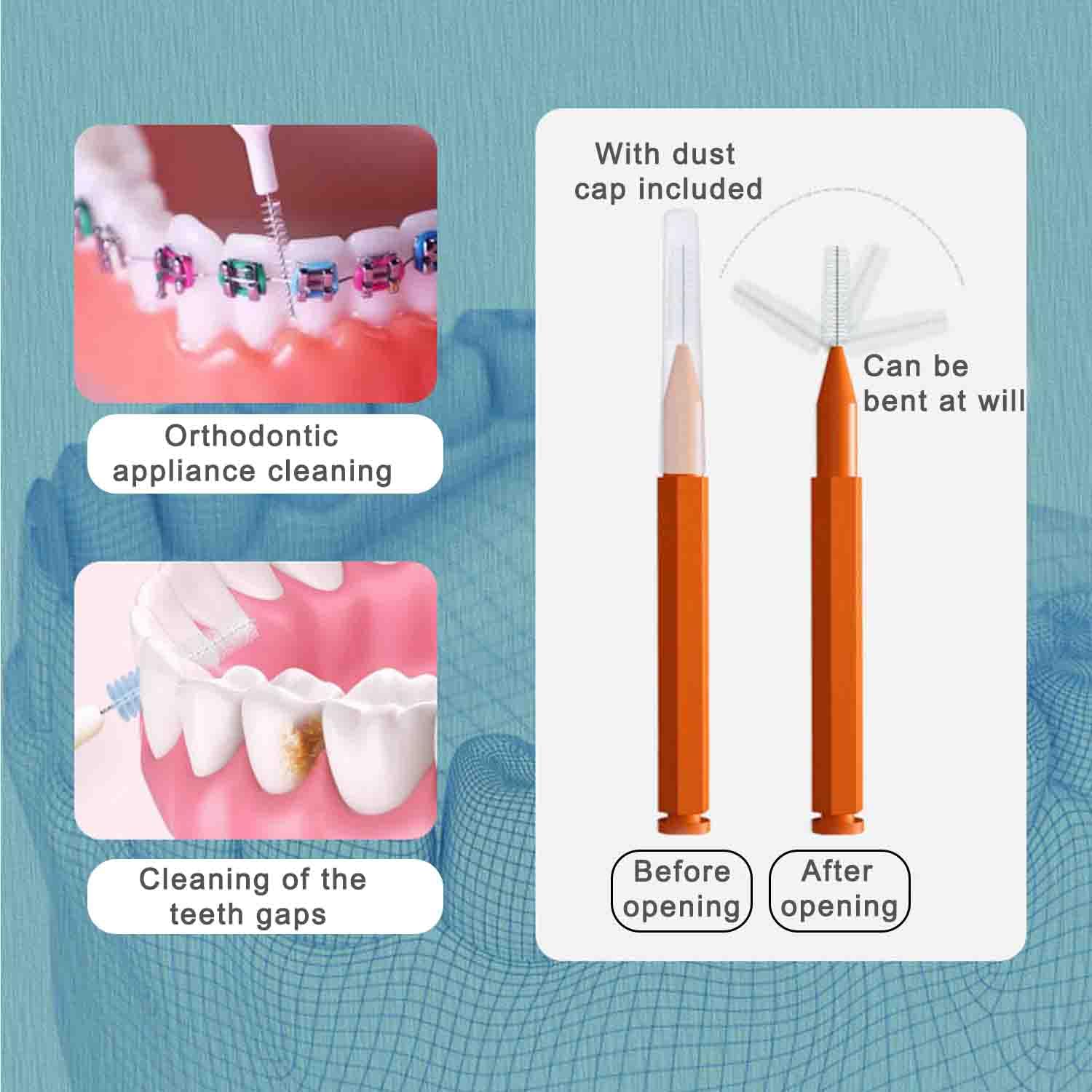 100 cepillos interdentales, herramientas de limpieza dental, palillos de dientes para higiene bucal