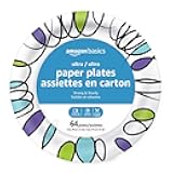 Amazon Basics Ultra Paper Plates, 8.62 Inch, Disposable, 64 Count