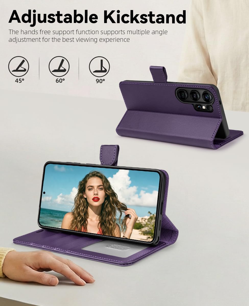 OCASE Compatible with Samsung Galaxy S26 Ultra Wallet Case, PU Leather Flip Folio Case with Card Holders RFID Blocking Kickstand [Shockproof TPU Inner Shell] Protective Phone Cover 2026, Dark Purple