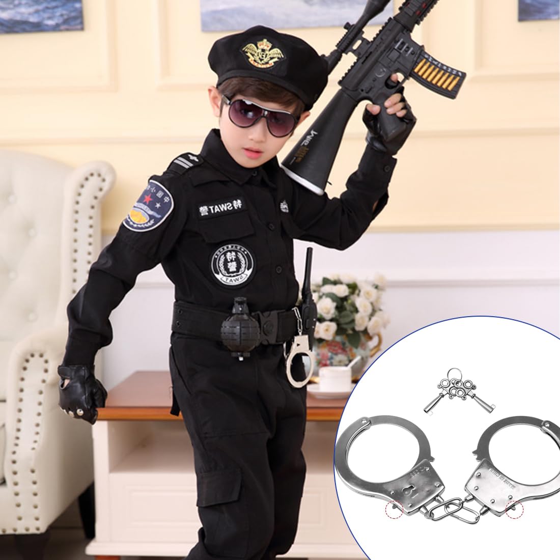 Police, Accessori costume polizia, Set Manette in Metallo | FindTheDeal
