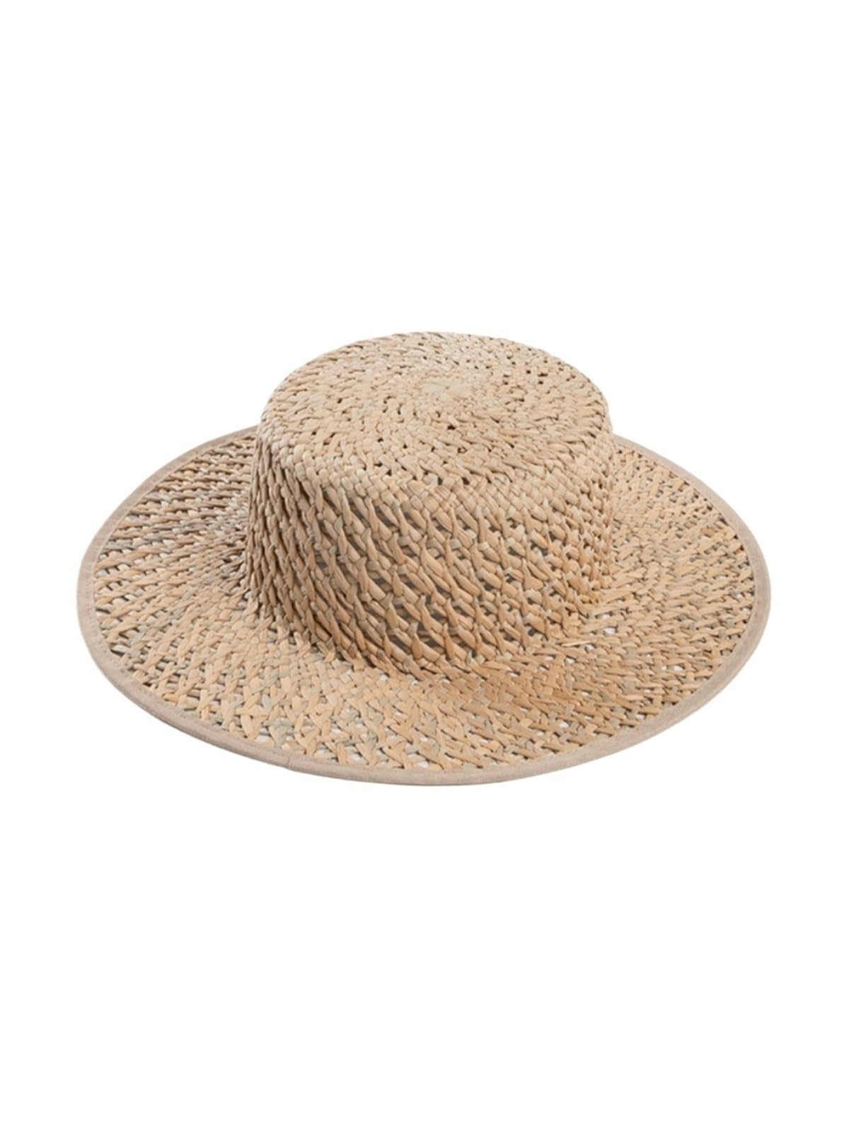Generico Cappello da Sole in Paglia Naturale da Donna - Cappello da Spiaggia a Tesa Larga Intrecciato a Mano per Viaggi e attività all'aperto