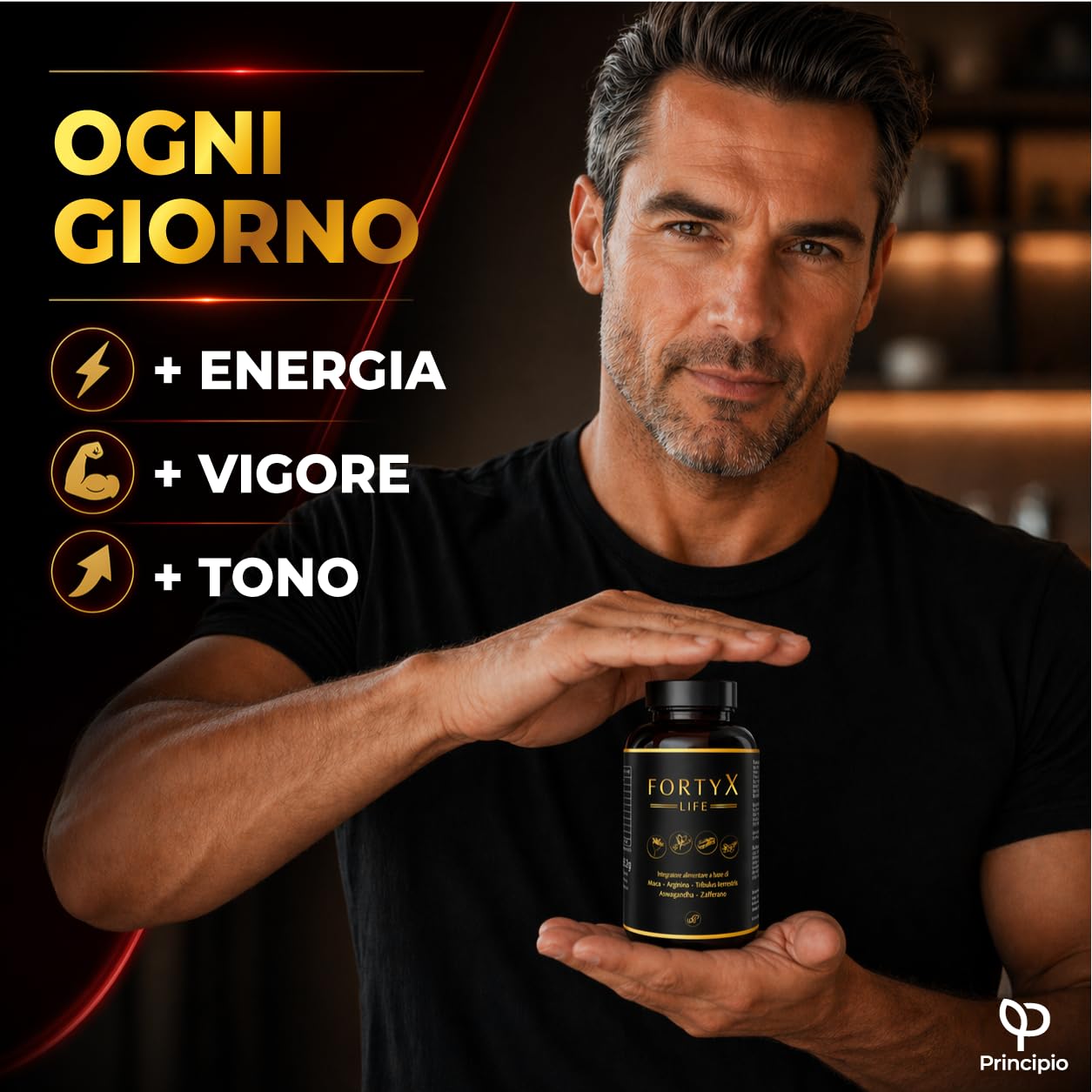 FORTYX Integratore Energia e Vitalità Uomo - Maca, Tribulus, Arginina, Citrullina, Ginseng, Ashwagandha, Zafferano, CoQ10, Zinco - 60 Capsule