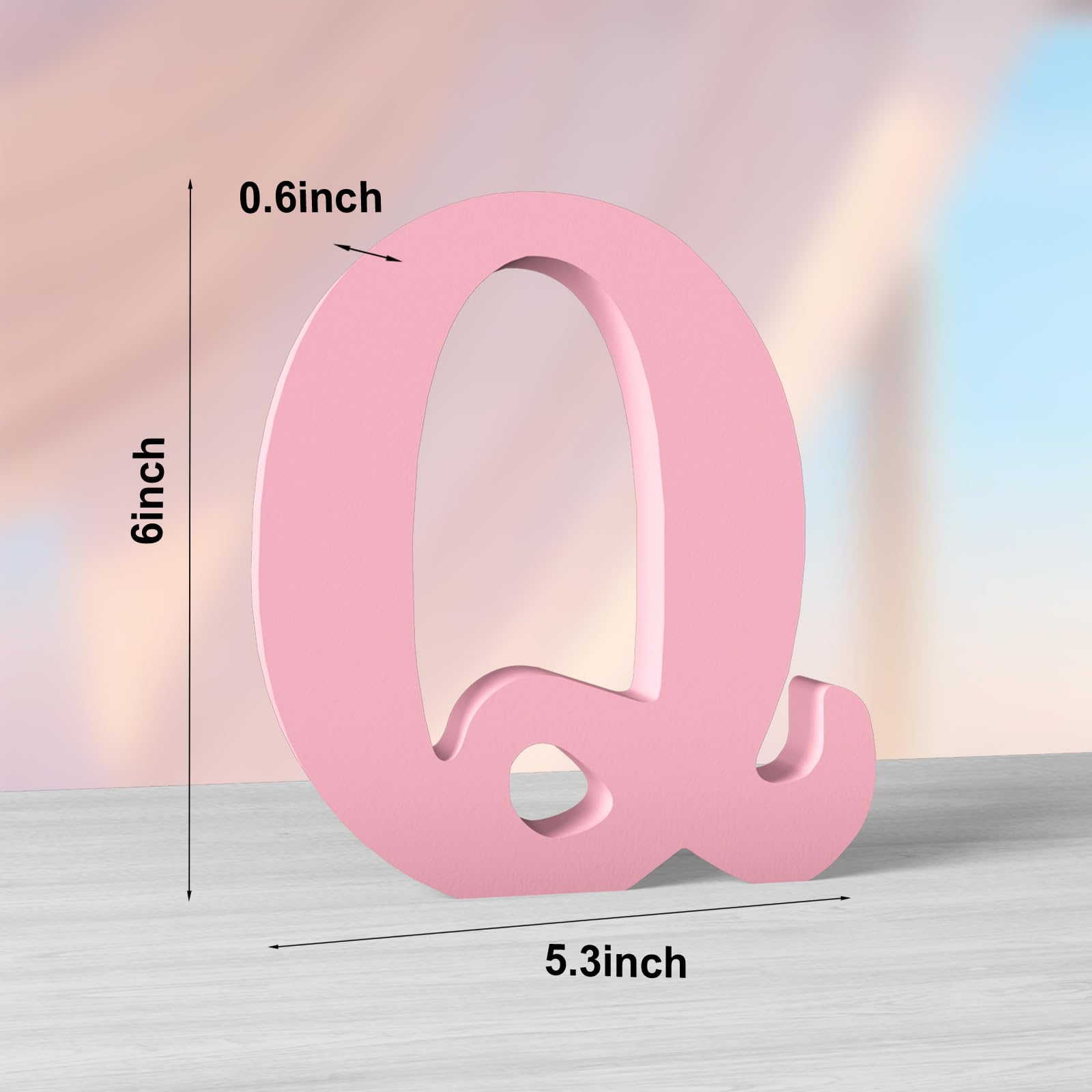 Aruatu 6 Inch Pink Wood Letters - Unfinished Wall Decor Slices Sign Board for Craft Projects, Q - Image 2