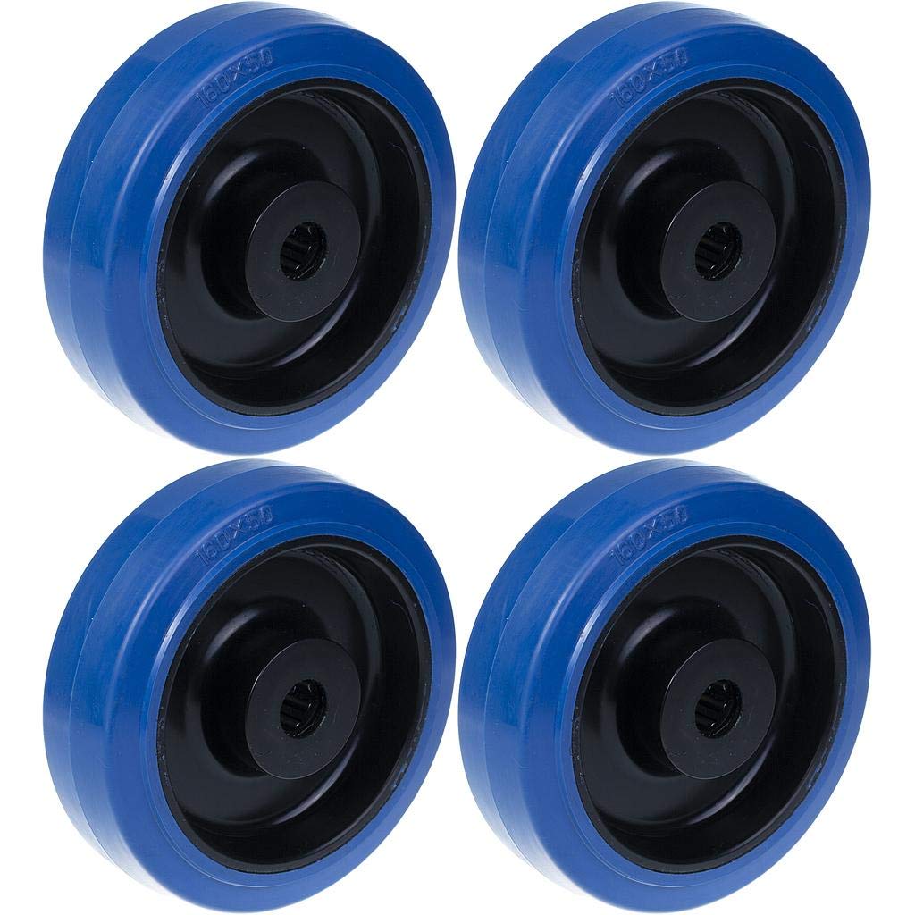Ruota Da 160 Mm In Gomma Blu Con Centro In Nylon Forte Capacità 1400 Kg, Set Da 4-image