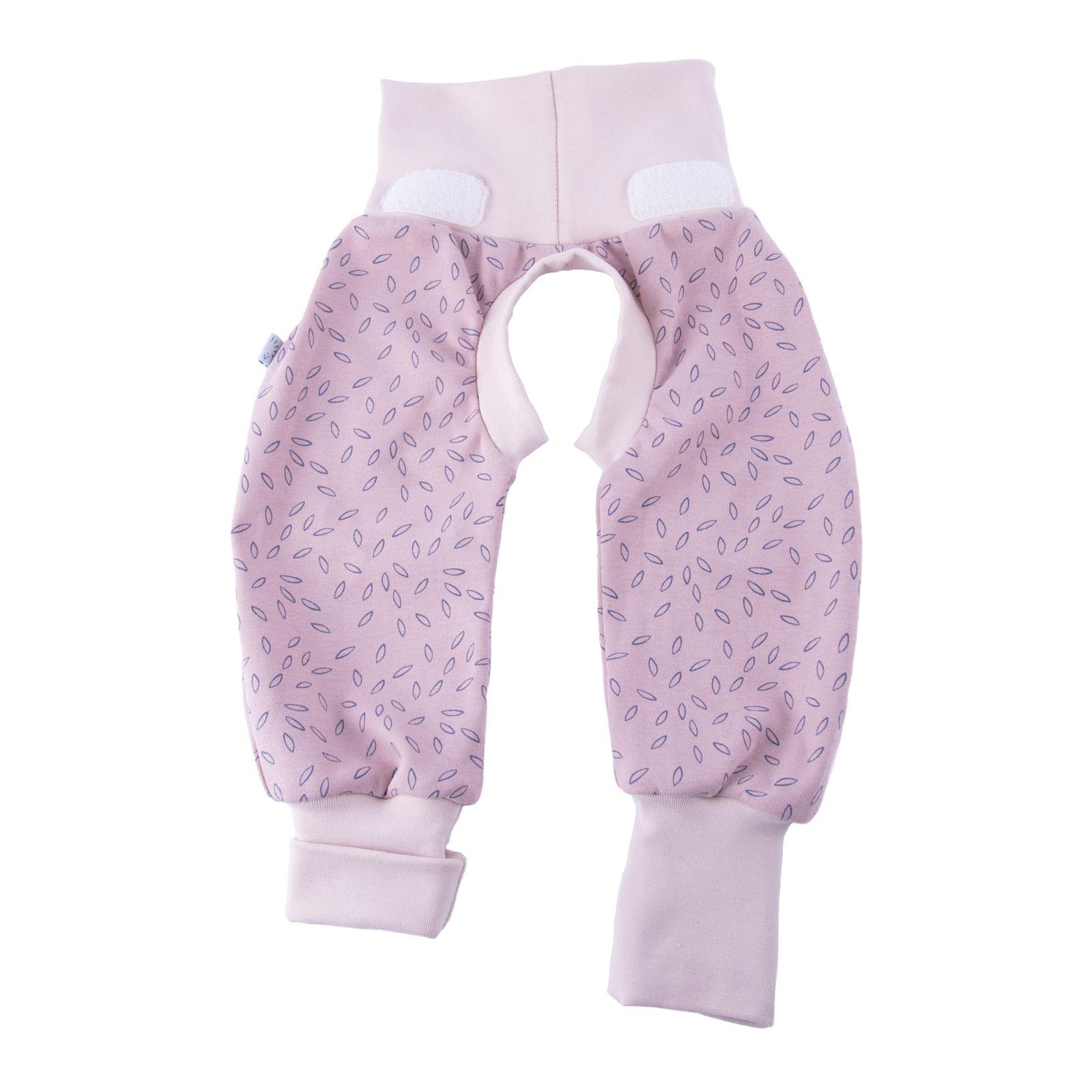 Crawlers EasyFree Splitpants - Windelfrei Schlitzhose aus Bio Baumwolle für EasyFree Windel (86/92, Beige Leaves - Version '22 mit Klettflausch)