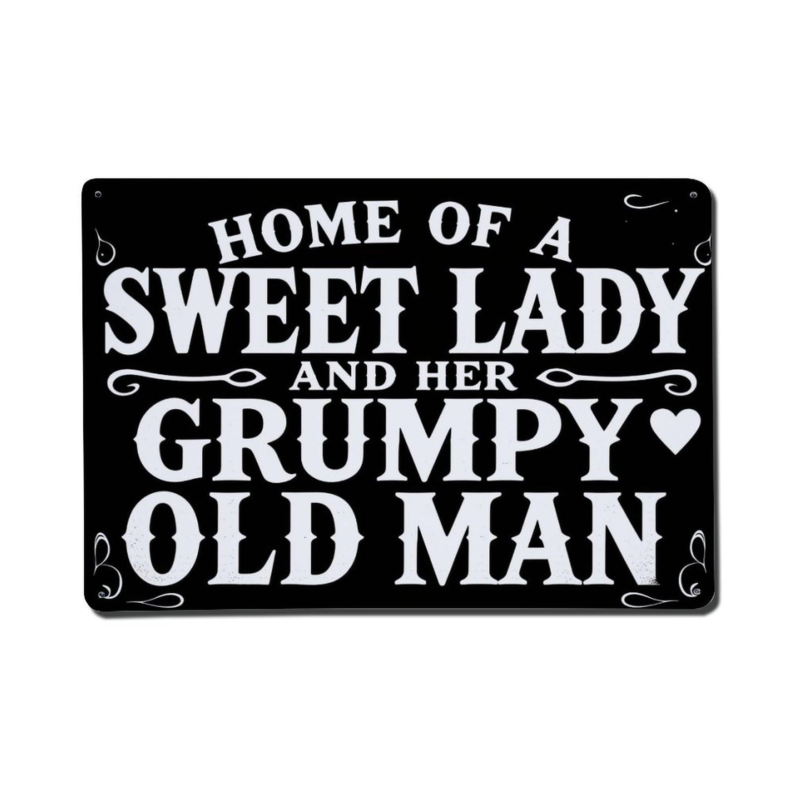 Enderetf Vintage Home Of A Sweet Lady And Her Grumpy Old Man Tin Sign Metal Poster, Home Bar Garage Man Cave Cafe Indoor & Outdoor Wall Decoration 8X12inches