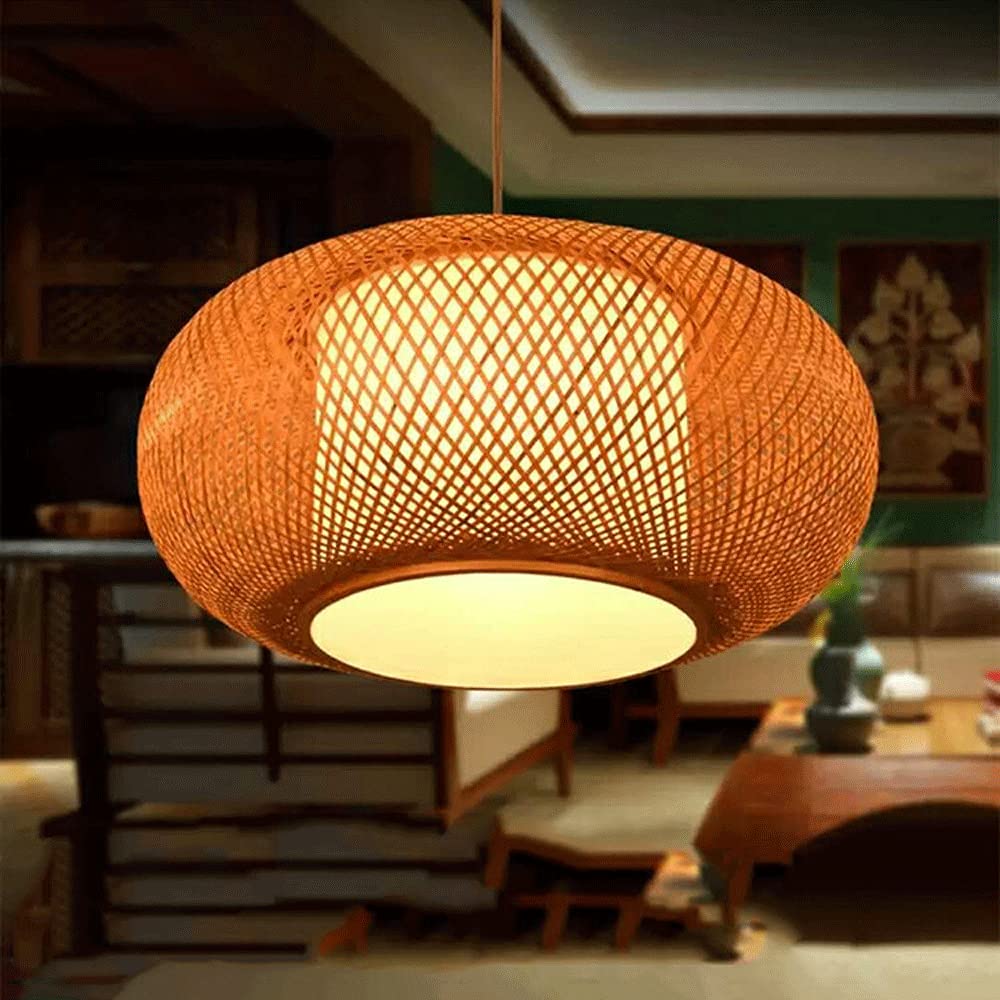 Mini Abat-jour En Bambou Tissé - Couverture Suspension Clip-On Pour Guirlande Lumineuse Et Lustre - Style Boho