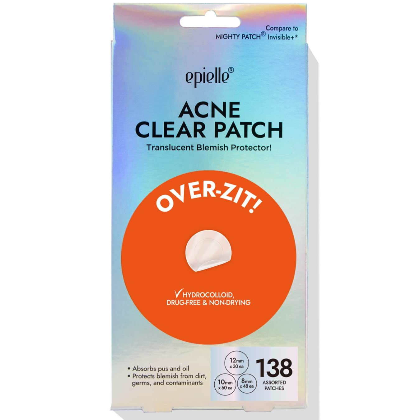 Epielle Over-Zit Acne Clear Patches 138 Count Hydrocolloid Acne Pimple Patch for Covering Zits and Blemishes