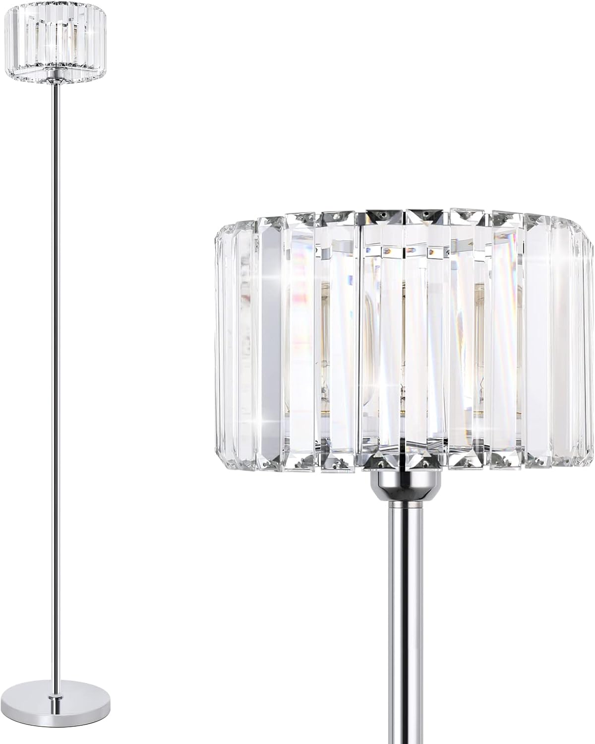 Ralbay Modern Crystal Floor Lamp Glam Floor Lamp with Crystals, Bright