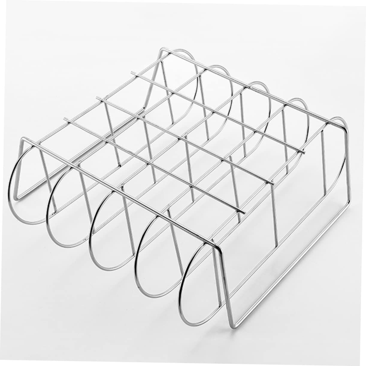TOYANDONA Griglia in Acciaio Inox per Barbecue Supporto per Costolette in Piedi Utensile Barbecue per Grigliate all’Aperto Resistente per Feste Picnic in Giardino