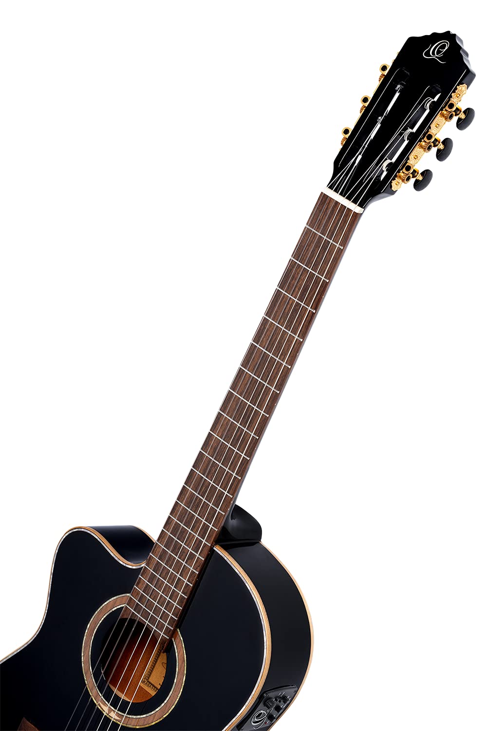 Ortega RCE138-T4BK-L - Chitarra da Concerto per Mancini, con Cutaway, Cassa Thinline (4/4), Custodia e Fascia, Colore: Nero