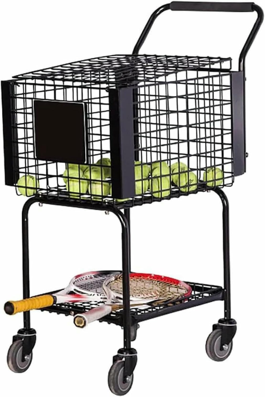 Canasta de tenis con tolva, estante de almacenamiento colgante para uso múltiple en canchas y gimnasios