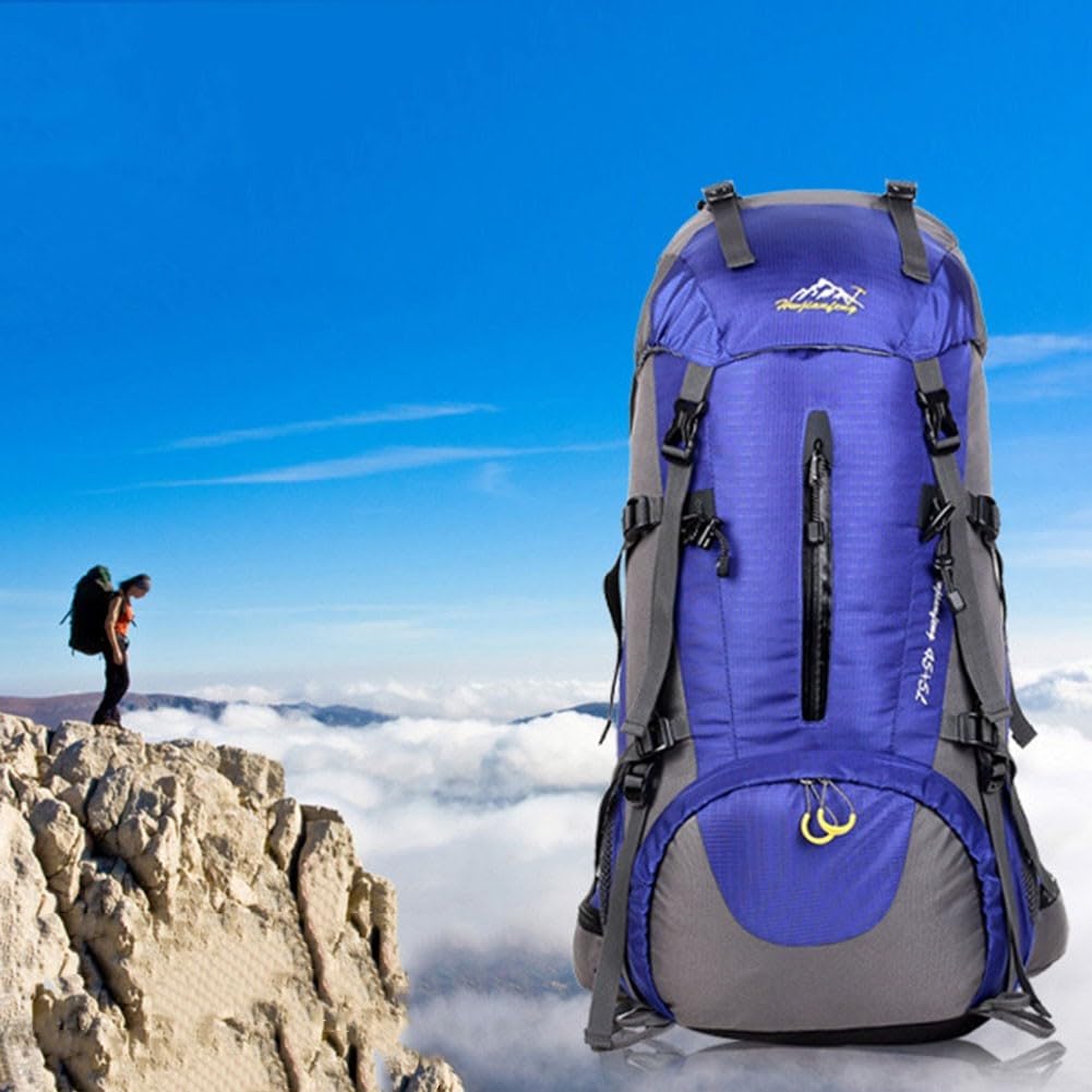 Zaino da trekking da 50 l, impermeabile, in nylon, da viaggio, campeggio, grande capacità, per sport all'aria aperta, arrampicata, con scomparto inferiore per scarpe, per uomini e donne