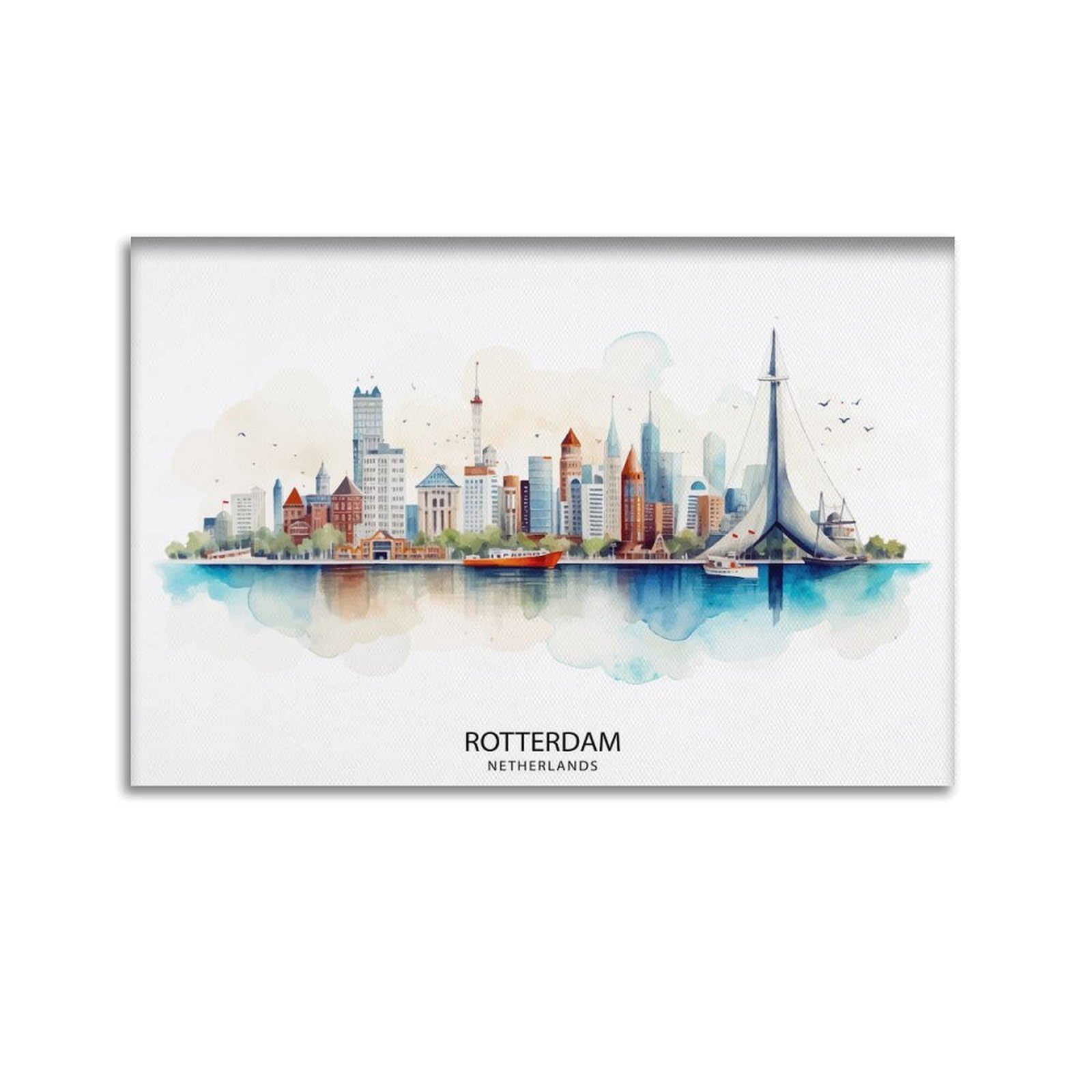 Rotterdam Skyline Netherlands Modern Architecture Dutch Harbor Urban Landscape European City_1_3 Canvas Poster Wall Art Prints Room Aesthetic Murals Bedroom And Living Decorations 12x18inch(30x45cm)