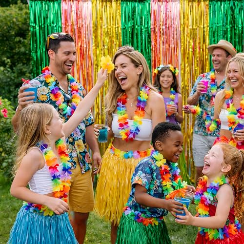 Image of Luau Party Decorations - Green Gold Rose Tropical Streamers Backdrop Banner | Hawaiian Party Decorations for Indoor Outdoor - Summer Beach Pool Birthday Favors Supplies for Home Wall,2 Pack