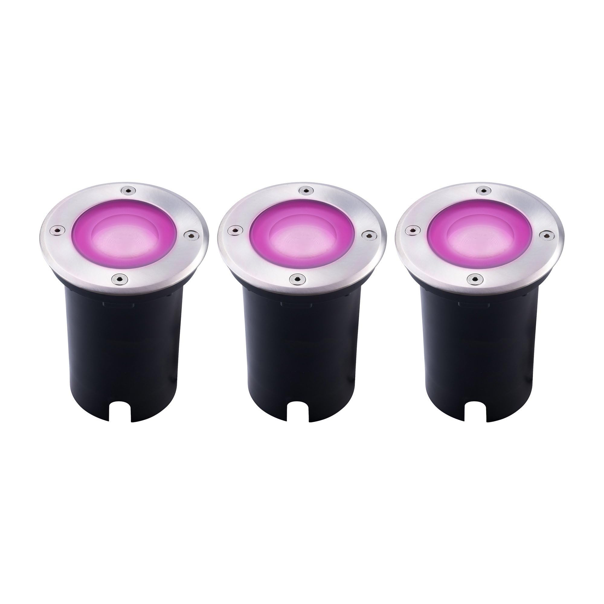 Ledvion 3er Set LED Bodenstrahler Außen IP67 4.9W GU10 RGB 1m Rund