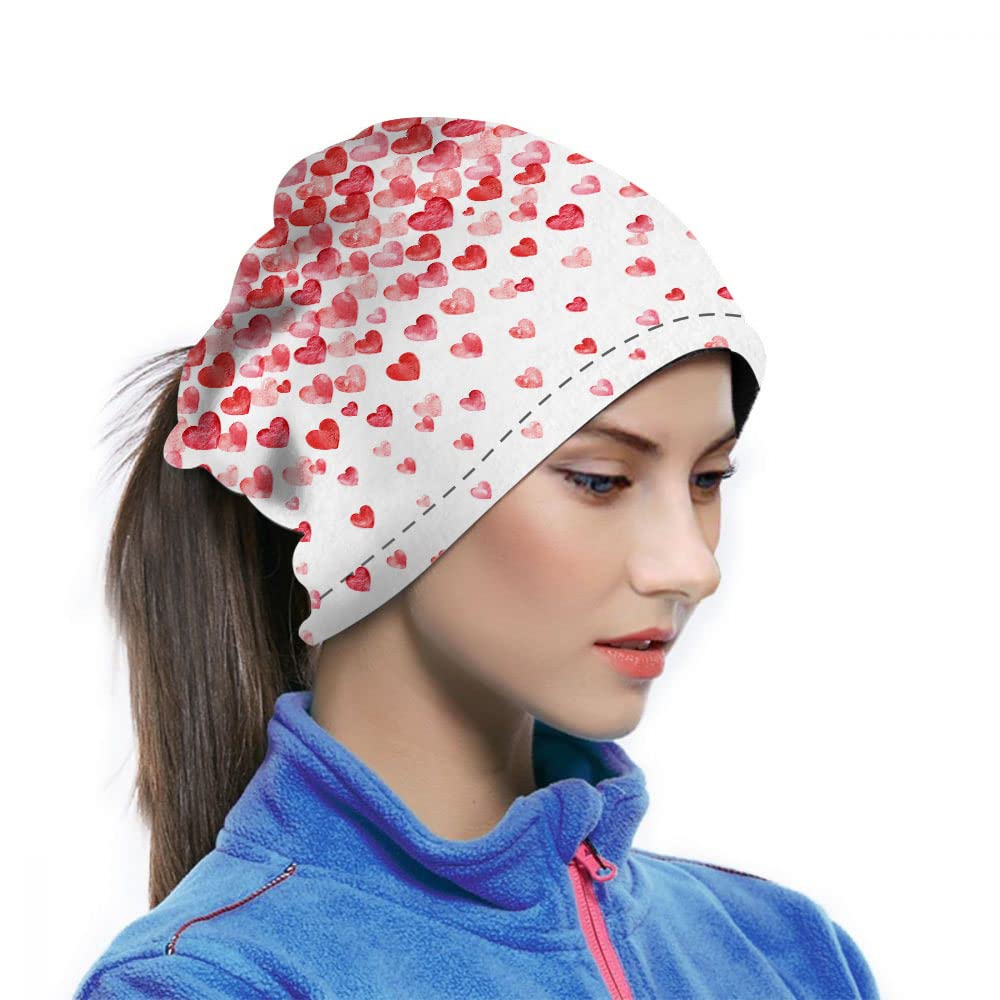 WONDERTIFY Hearts Neck Warmer Falling Hearts Valentines Day Men Women Windproof Neck Gaiter Cold Weather Balaclava Ski Tube Scarf Pink Red