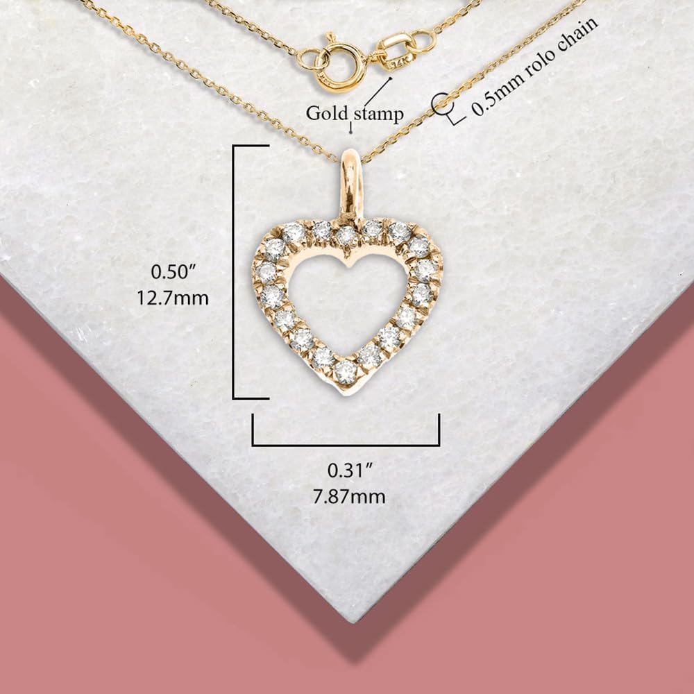 Claddagh Gold 14K Gold Diamond Heart Pendant Necklace Available in Yellow, Rose or White Gold