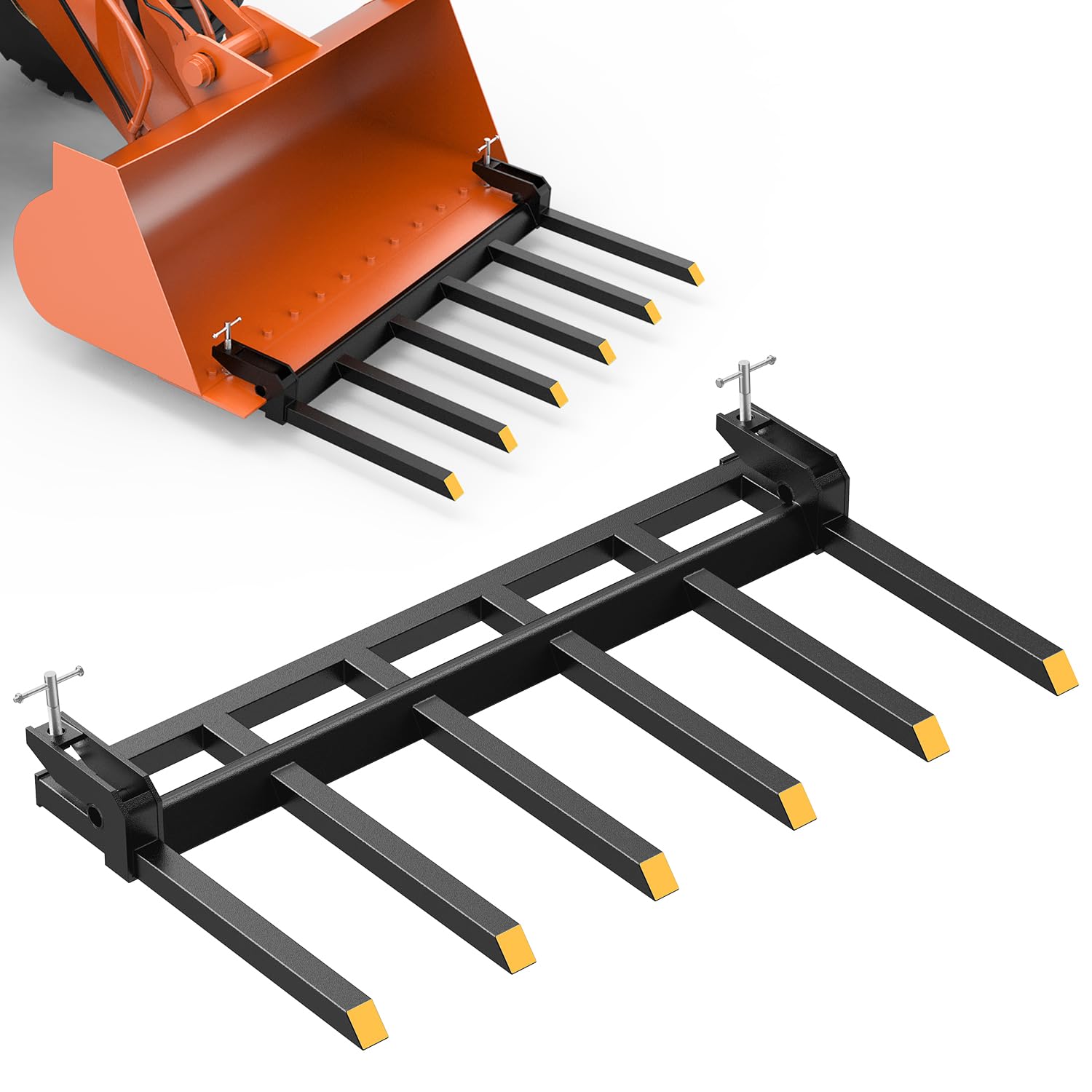 Nilight 4000lbs Clamp on 6 Fork Tines Fits 60'' Tractor Bucket Loader