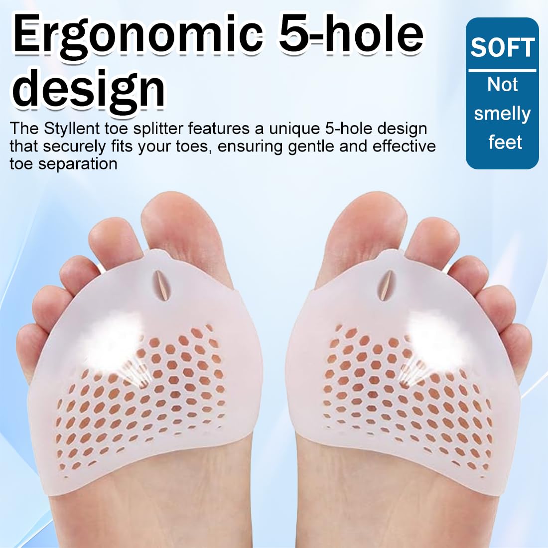 Almohadillas de Silicona para Metatarsal, Separador Dedos Pie de Gel, 2 Pares