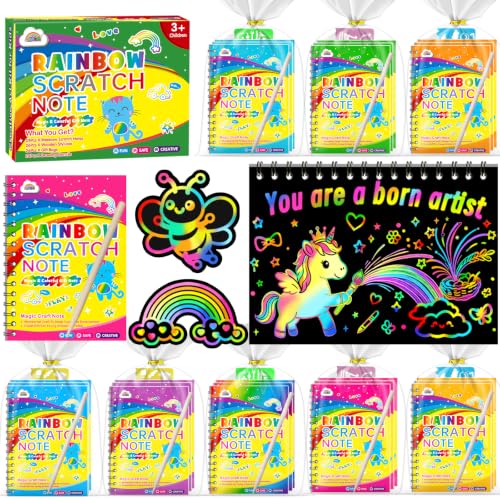 Image of ZMLM 48 Pack Rainbow Art Scratch Notebooks for Kids Birthday Party Favors