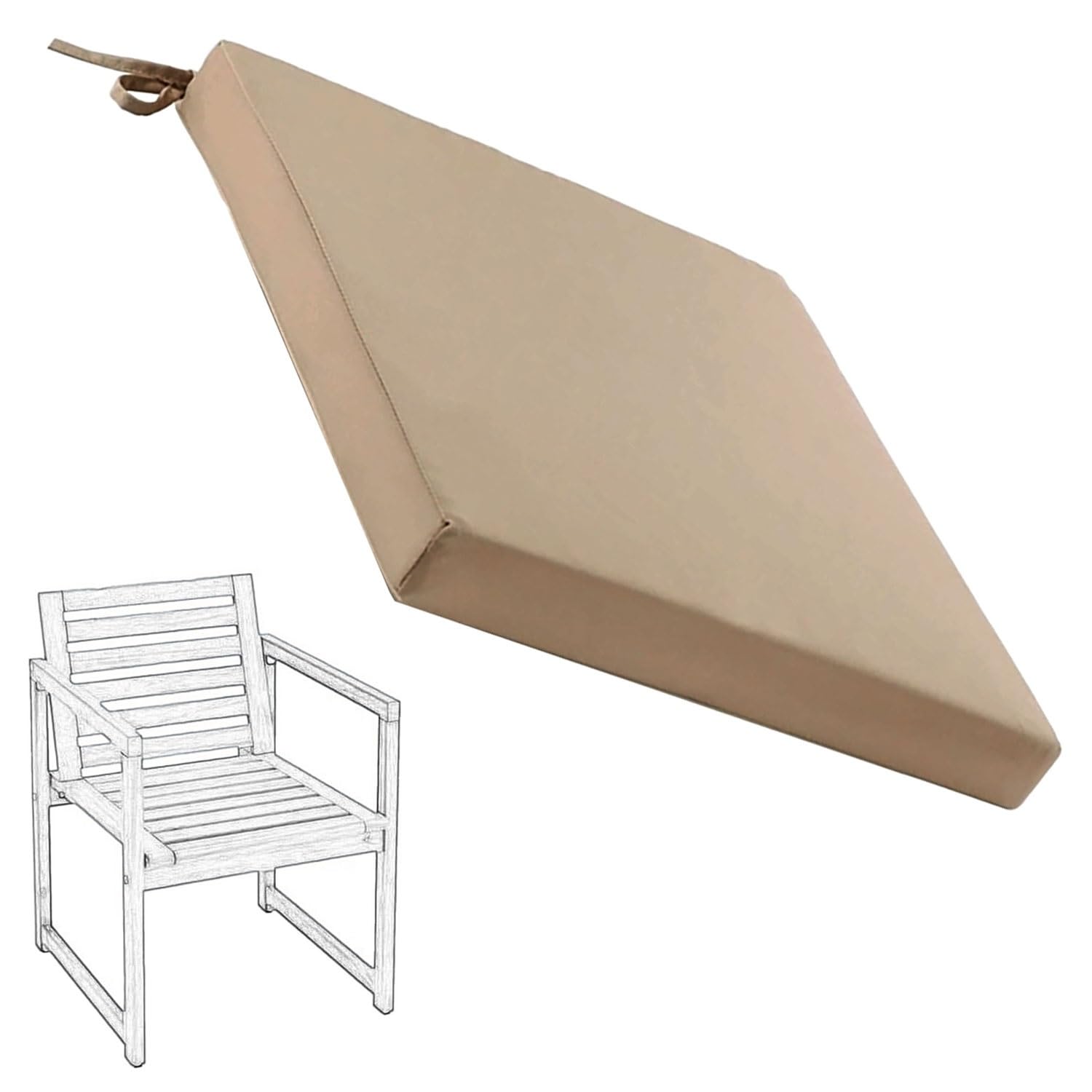 Hoowarm Waterdichte stoelkussens met banden, 40x40, 47x41, 50x50, 60x60 cm vierkante zitkussens buiten, voor eetkamer, kantoor, terras en tuinmeubilair, afneembaar(Coffee,35x35x8cm)