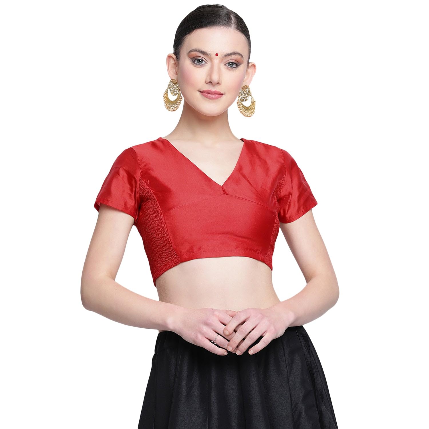 studio rasa Women's Silk Blend Stretchable Crop Top for Festive Wedding Party-picture-36