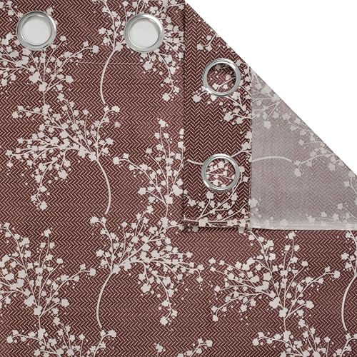 Image of Floral Printed Home Decor Curtains for Living Room, Bedroom Doors and Windows Panel, Parda, Eyelets Hanging, Coffee, 4 x 6 Feet, 1 Piece