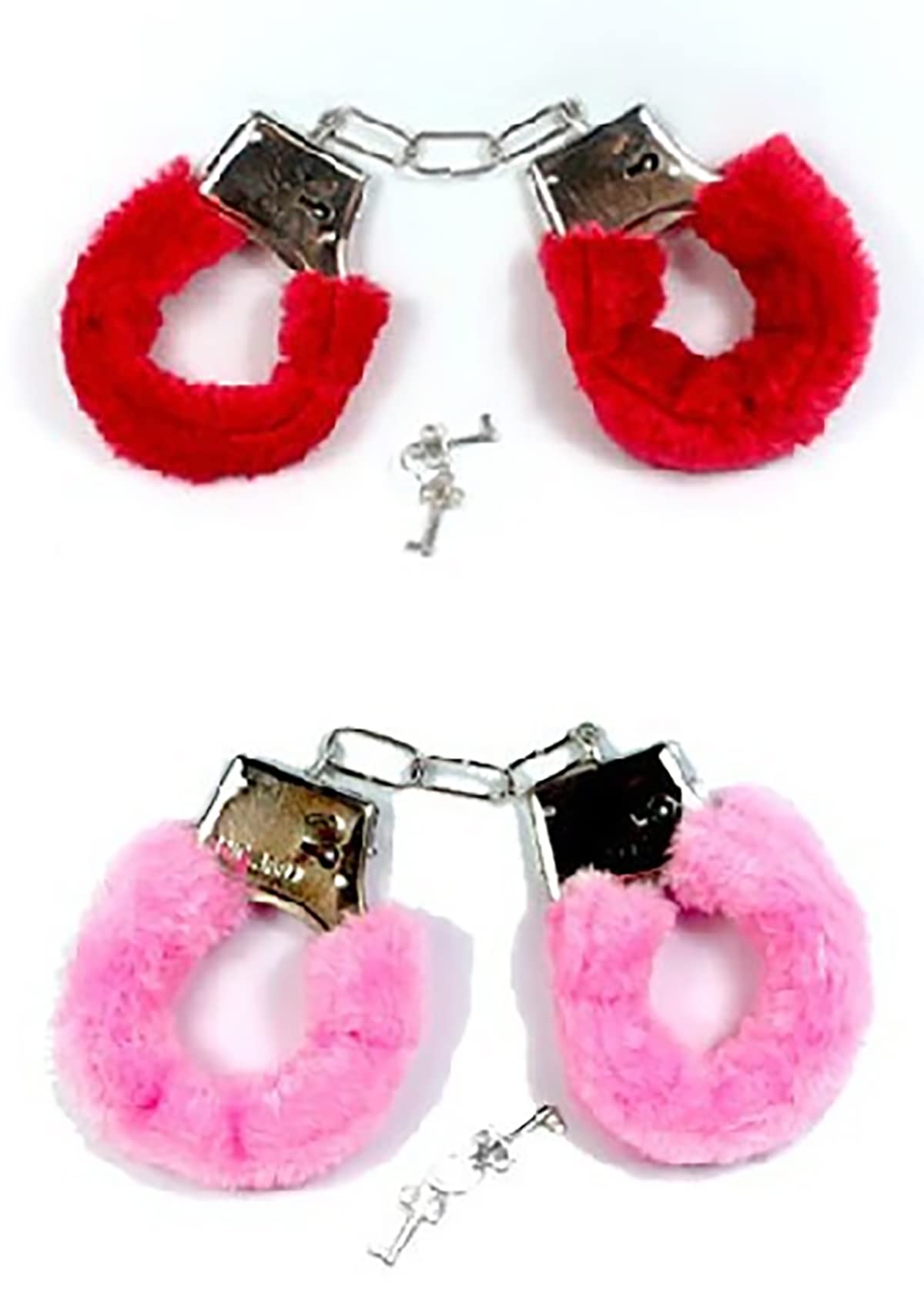 FancyDressWale Hand cuff for Kids for police role play and Cop toy Hathkadi (Red and Pink Combo) (Metal)