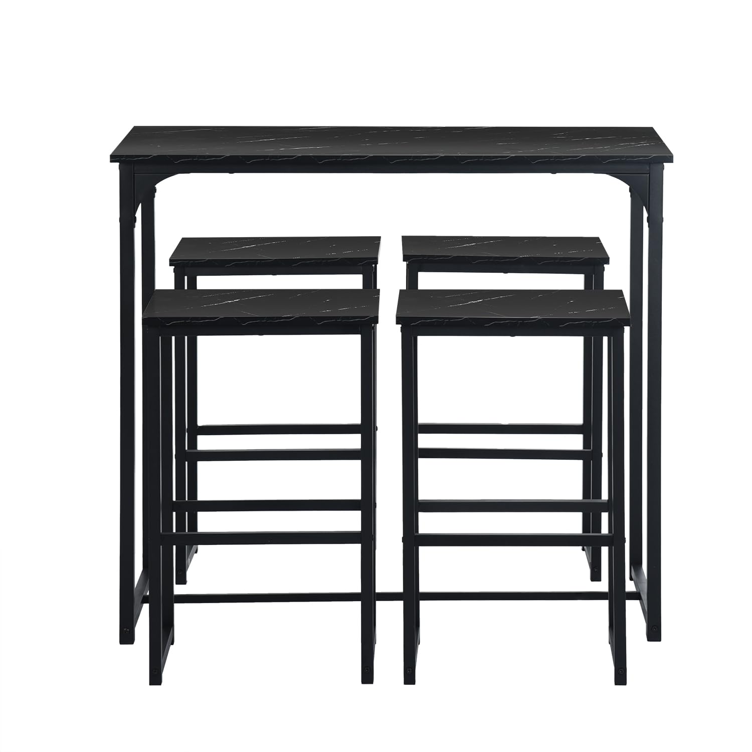 Mesa de Bar Alta Con 4 Taburetes, Juego de Comedor Para Cocina, Ahorra Espacio, Rincón Para Casa