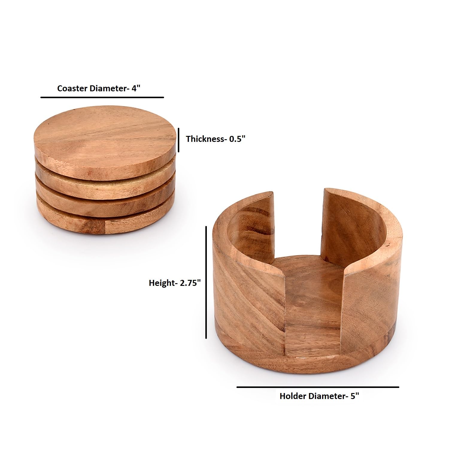 Mango houten onderzetters met ijzeren houder