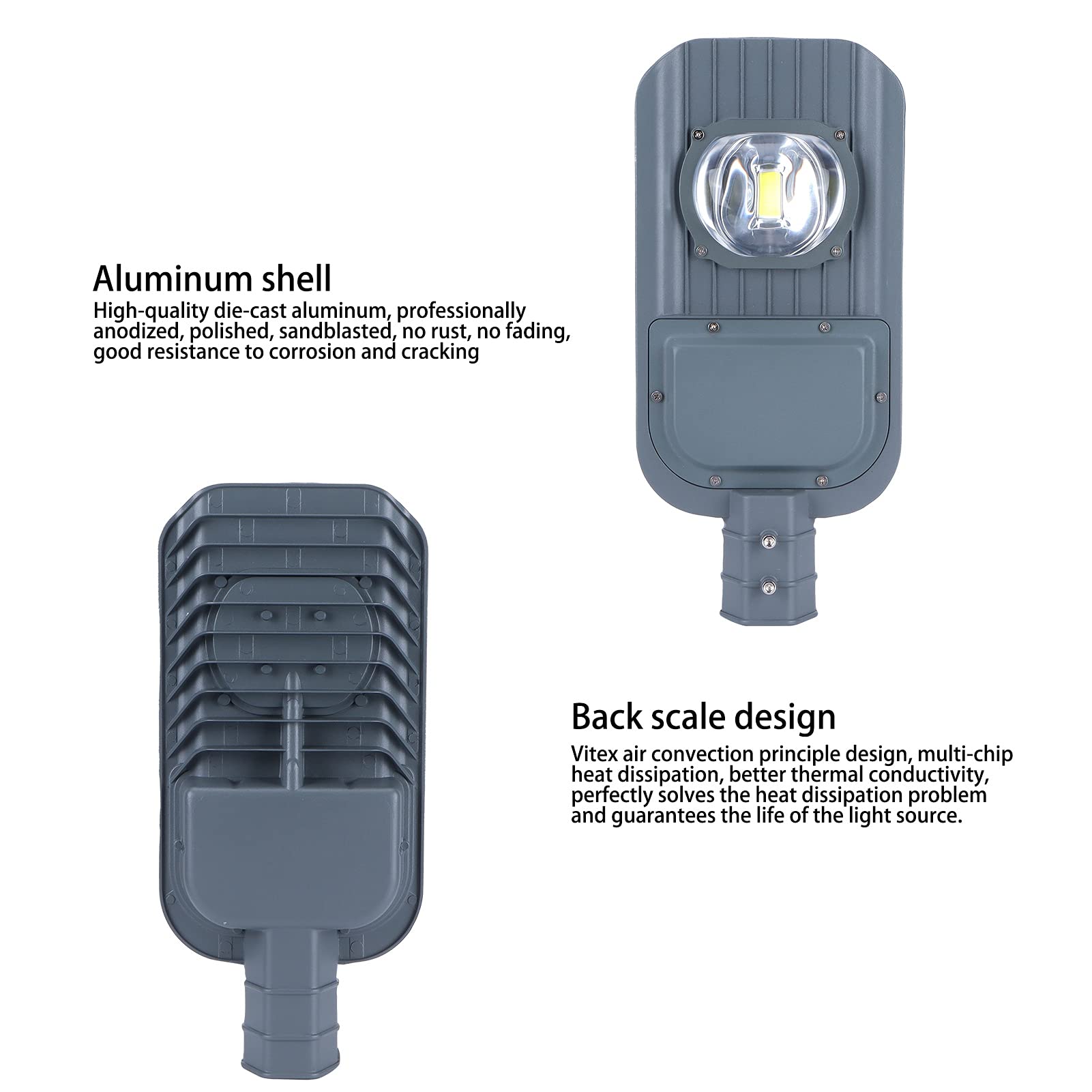 Uliczna LED 50 W IP66 Wodoodporna, Wysoka jasność 2000 Lm Piaskowo-szary 6500 K dla Ulic W Parkach, na Placach, łatwa Instalacja