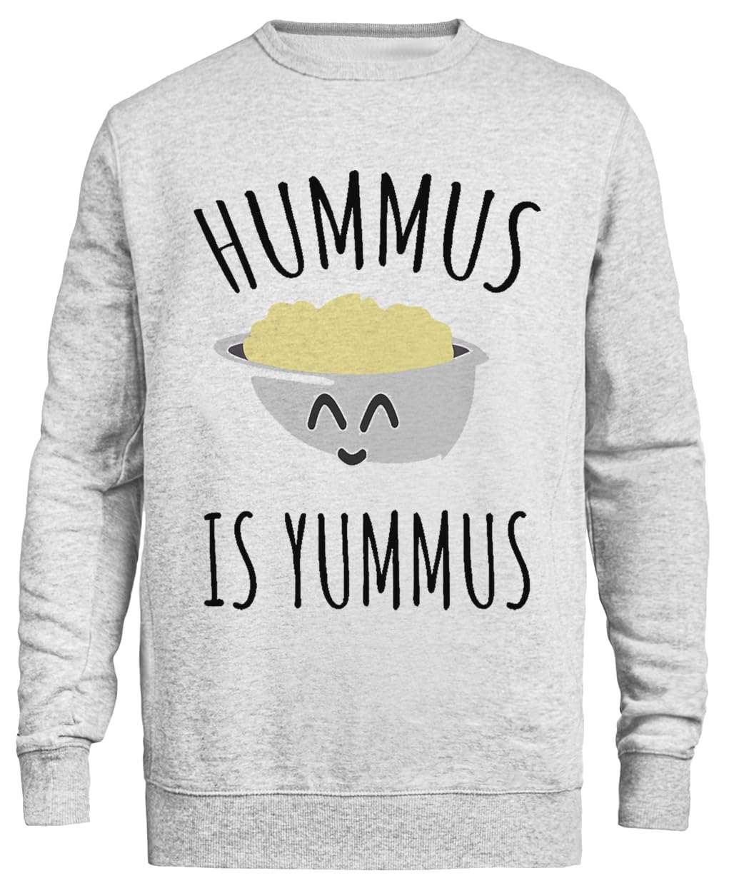 Hummus Is Yummus Unisex Szary Sweter Ekologiczny Unisex Grey Sweatshirt Eco-Friendly Crewneck