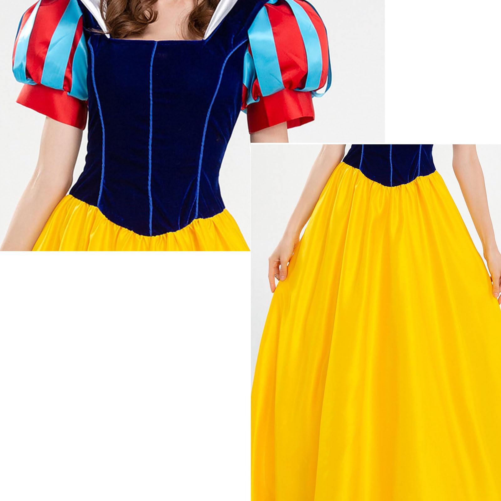 FGRID Damska sukienka księżniczki Cosplay, seksowna bajkowa królewna śnieżka przebranie, plus rozmiar balu kostium na Halloween element ubioru