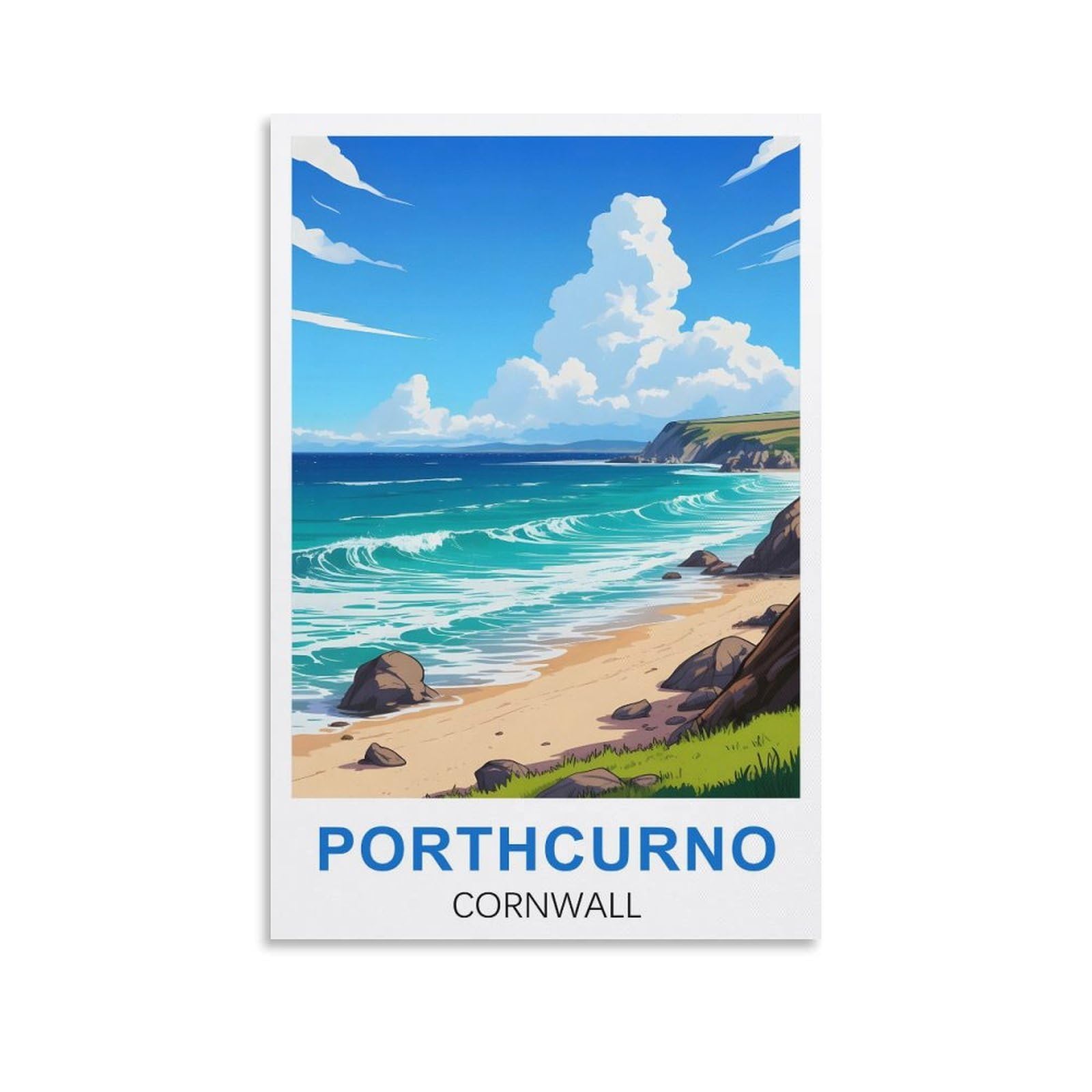 Ezmlfa S253 5D Diy Diamond Painting Kit,Porthcurno Beach Diamond Art Kits For Beginner,Gem Art Kits Round Drill For Home Wall Decor Gifts 30X40cm