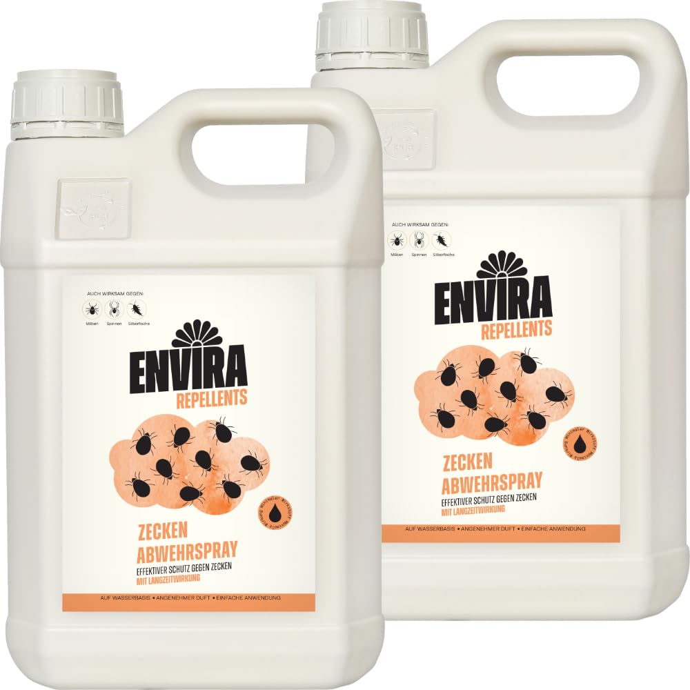 Envira Zecken Abwehrspray 2x 5 Liter - Effektiver Zeckenschutz - Spray mit Langzeitwirkung zum Zecken fernhalten - Mittel gegen Zecken in der Wohnung - Effektives Zeckenmittel