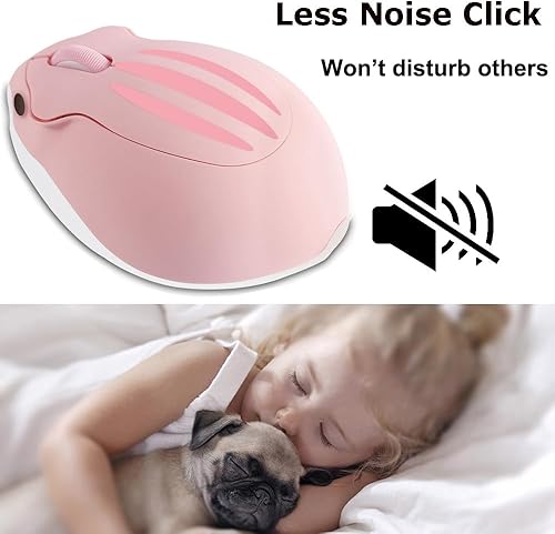 Miniatura 5 de Ratón inalámbrico Bluetooth rosa ratón lindo forma de hámster Kawaii portátil ergonómico silencioso ligero silencioso inalámbrico Gaming Mouse ratón