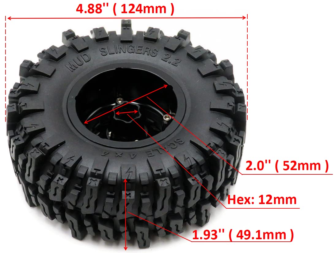 Amazon.com: HOBBYSOUL 2.2 Mud Slingers Tires 124mm & 2.2
