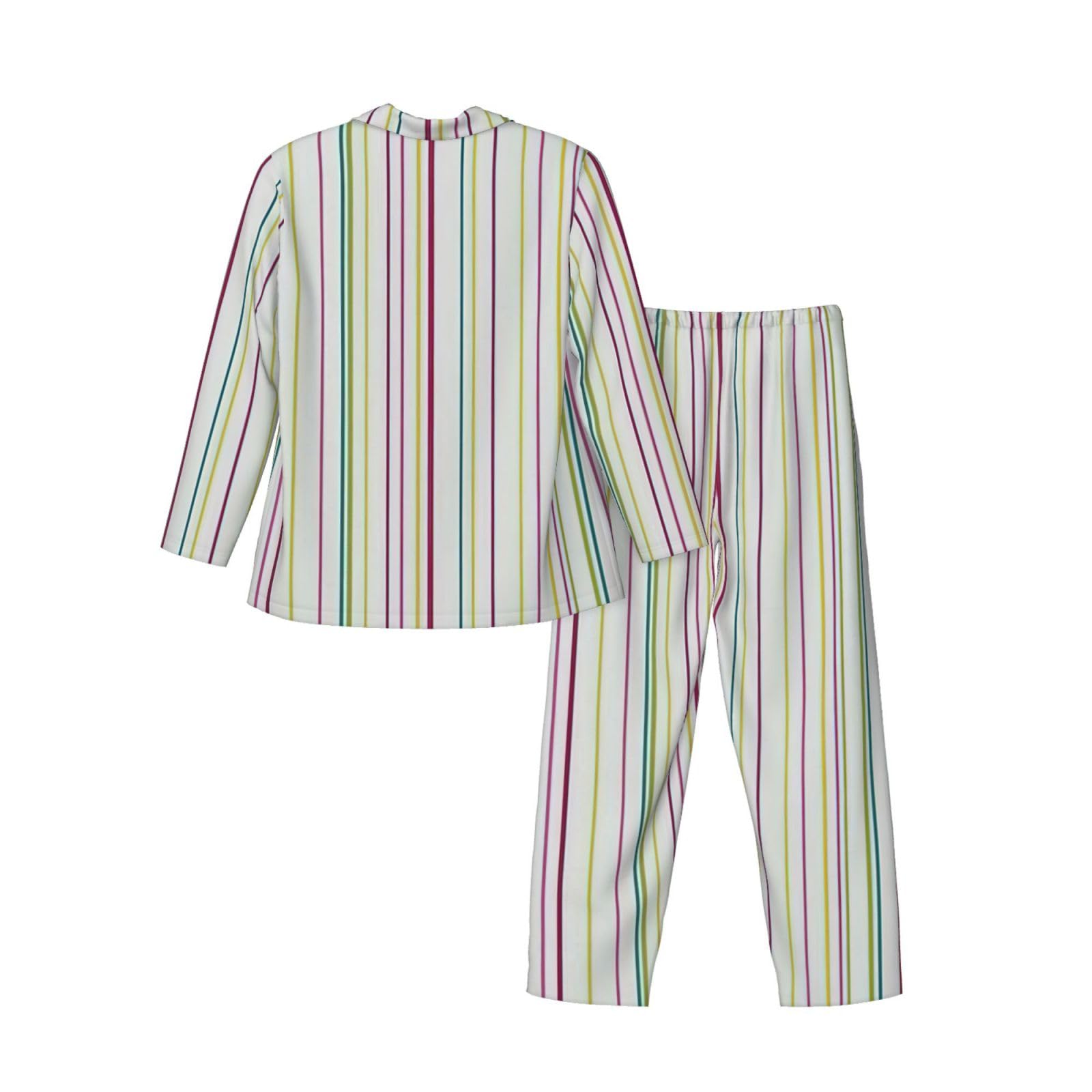 A righe. Stampa Uomo Manica Lunga Pigiama Set Sleepwear Due Pezzi Casa Viaggio Outfit Lounge Pantaloni