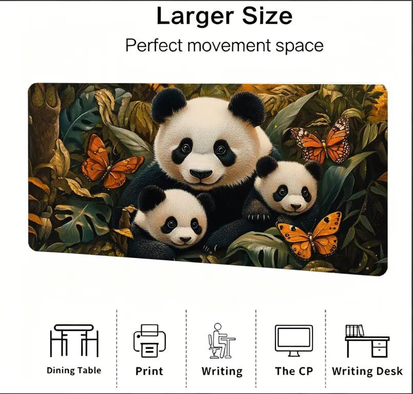 Podkładka pod mysz dla zwierząt XXL 1200 x 600 x 3mm, duża podkładka pod mysz panda gaming, przyszyte krawędzie, antypoślizgowa gumowa podkładka pod mysz, do biura i gier, prezenty dla mężczyzn DZ-223