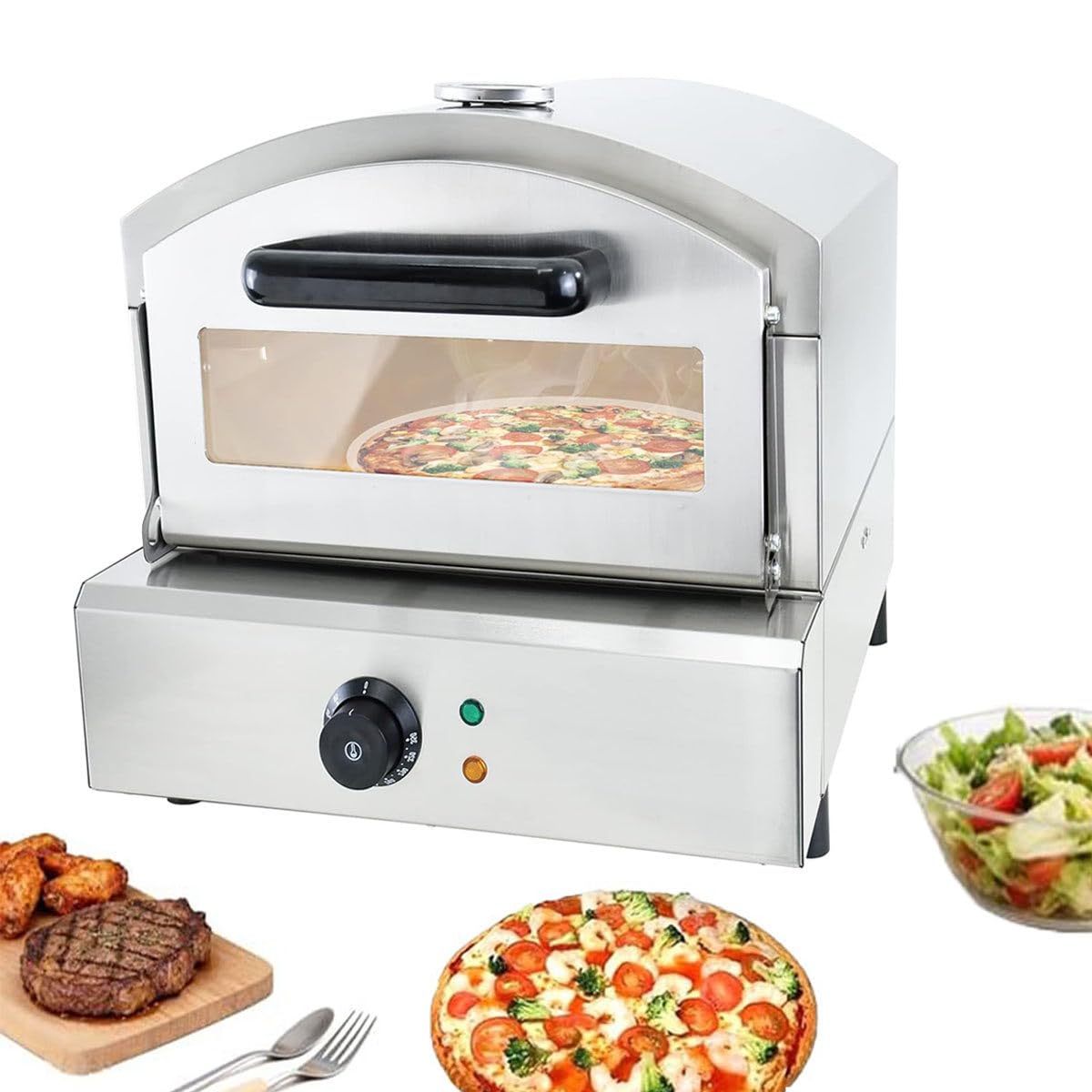 Máquina Para Hacer Pizza Profesional,Horno De Pizza Multifunción Para Exteriores,Entana De Vidrio Resistente Al Calor,Control De Temperatura,Para Asar Pizzas,Cocina Exteriores,Horno ElectricPizzaOven