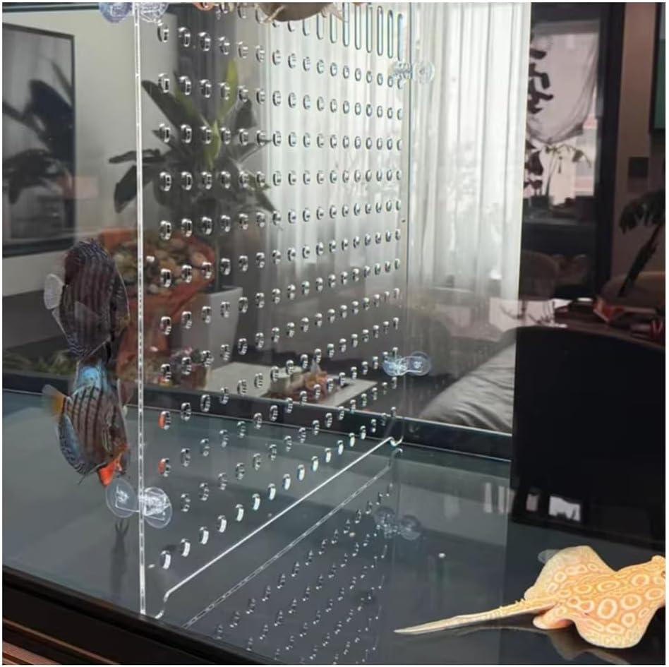 Rygcrud Aquarium Divider – Transparent Acrylic Fish Tank Isolation Board with Suction Cups, Bottom Slit for Waste Removal – Partition for Cichlid, Betta, Arowana & Fry Breeding(52x60cm)