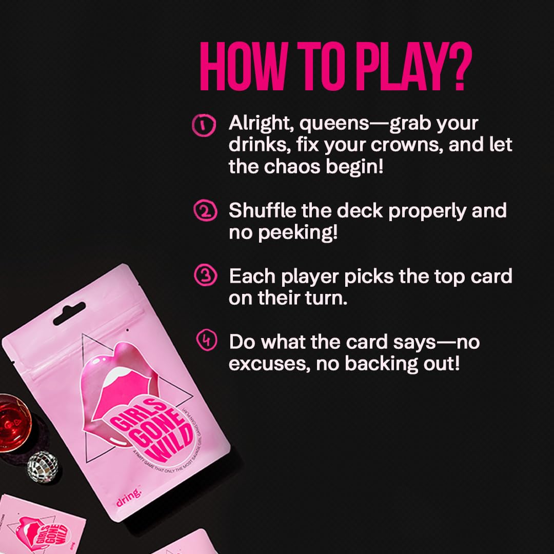 Dring Girls Gone Wild - Bachelorette Party Game | The Ultimate House Party Game for Girlfriends (Adult, 75 Cards, 3 Exciting Categories) | Perfect for Girlfriends Night, Birthdays & Reunions! - Image 6 thumbnail