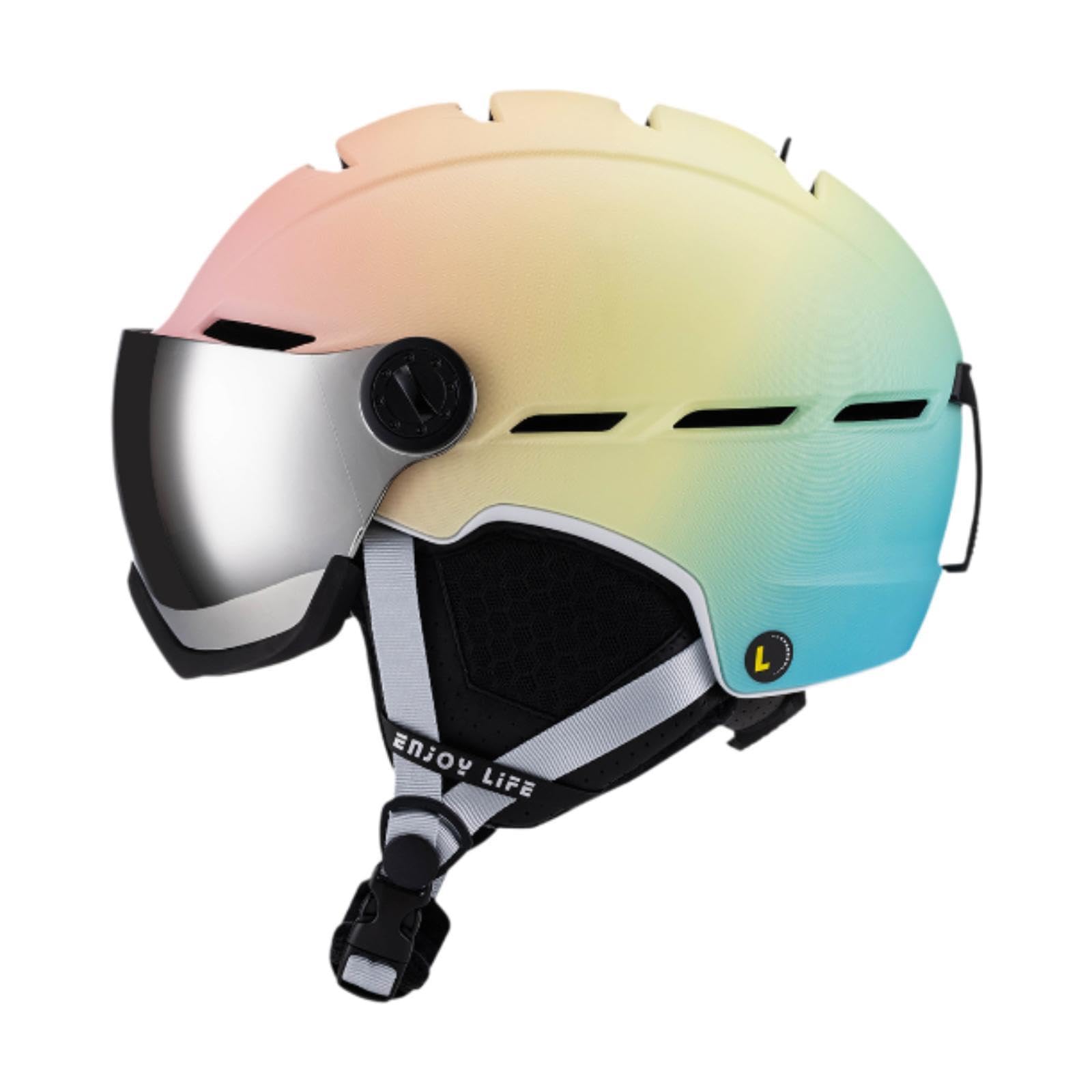 Casco de Esquí con Protección para Snowboard Patinaje Ciclismo Ajustable Y Diseño Integrado de Gafas Fabricado en PC Adecuado para Adultos