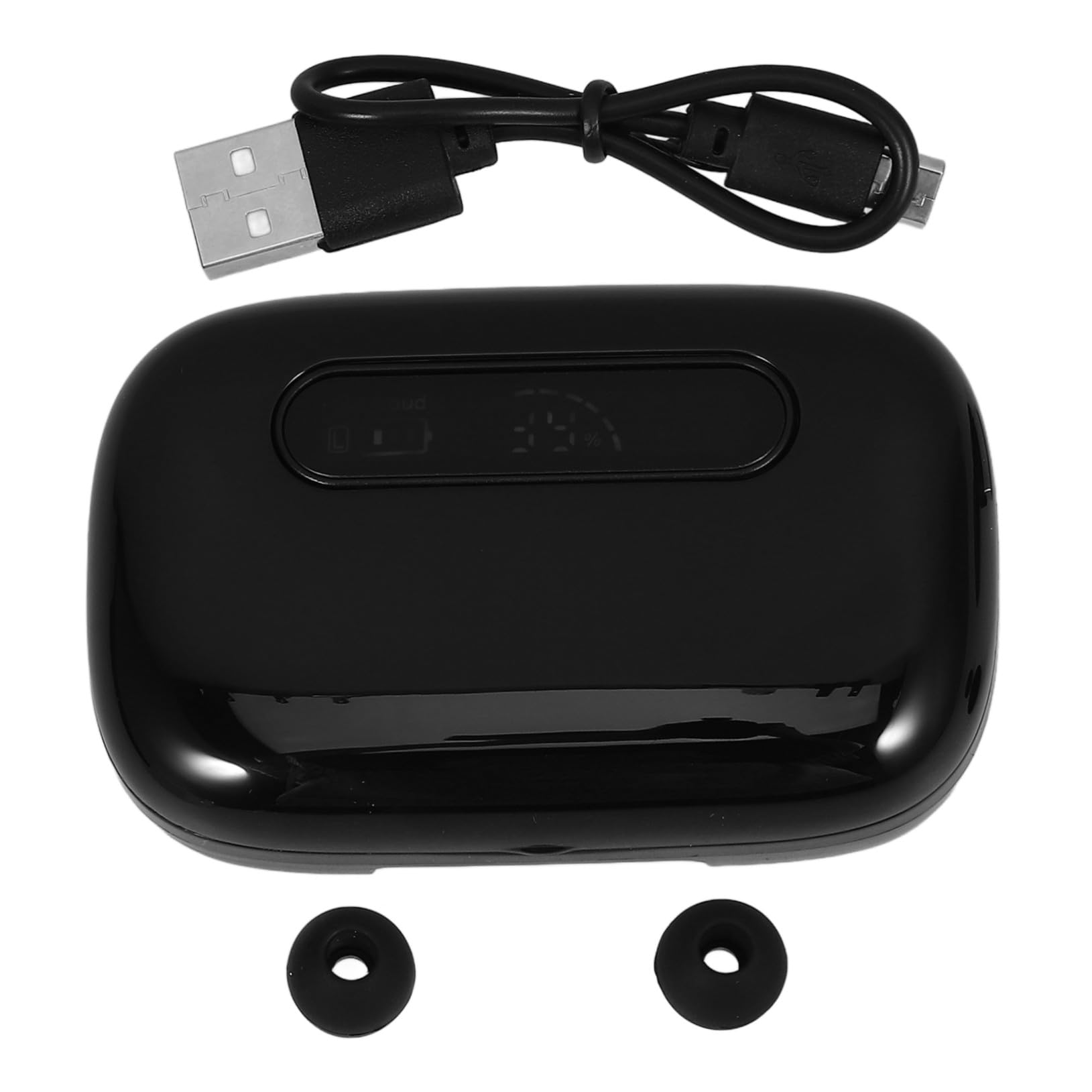 Auriculares Inalámbricos con Pantalla Digital para Deporte, Diseño Ergonómico, Resistencia al Agua Ipx7, Reducción de Ruido y Carga Portátil, Auriculares Estéreo Invisibles Negros