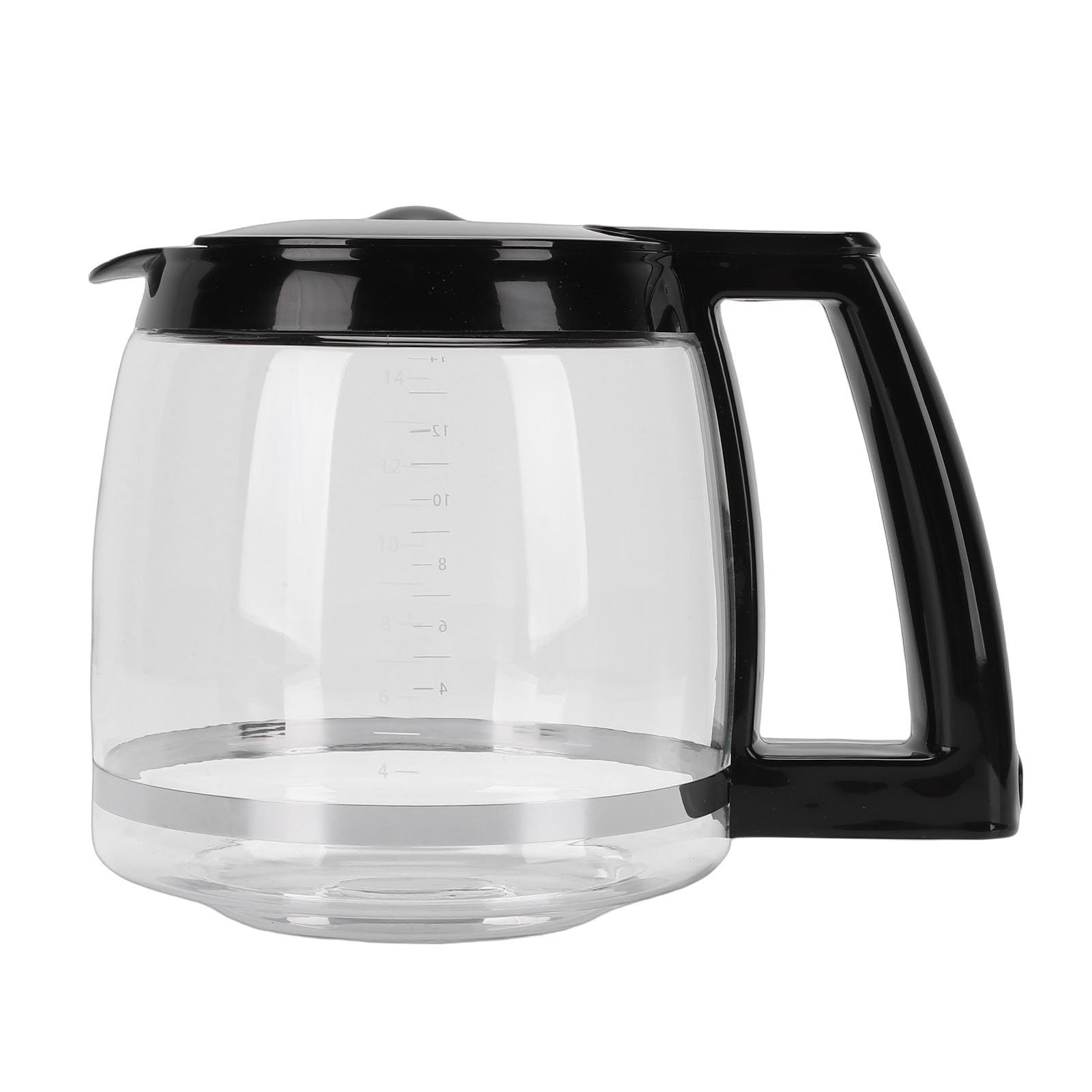 Ersatz für Kaffeekanne, Ersatzkaraffe für Kaffeemaschine aus Glas mit Griff, und Kältebeständige Kaffeekanne für Espressomaschinen, Leicht zu Reinigen (Ersatz für 14 Tassen 2,1 l)