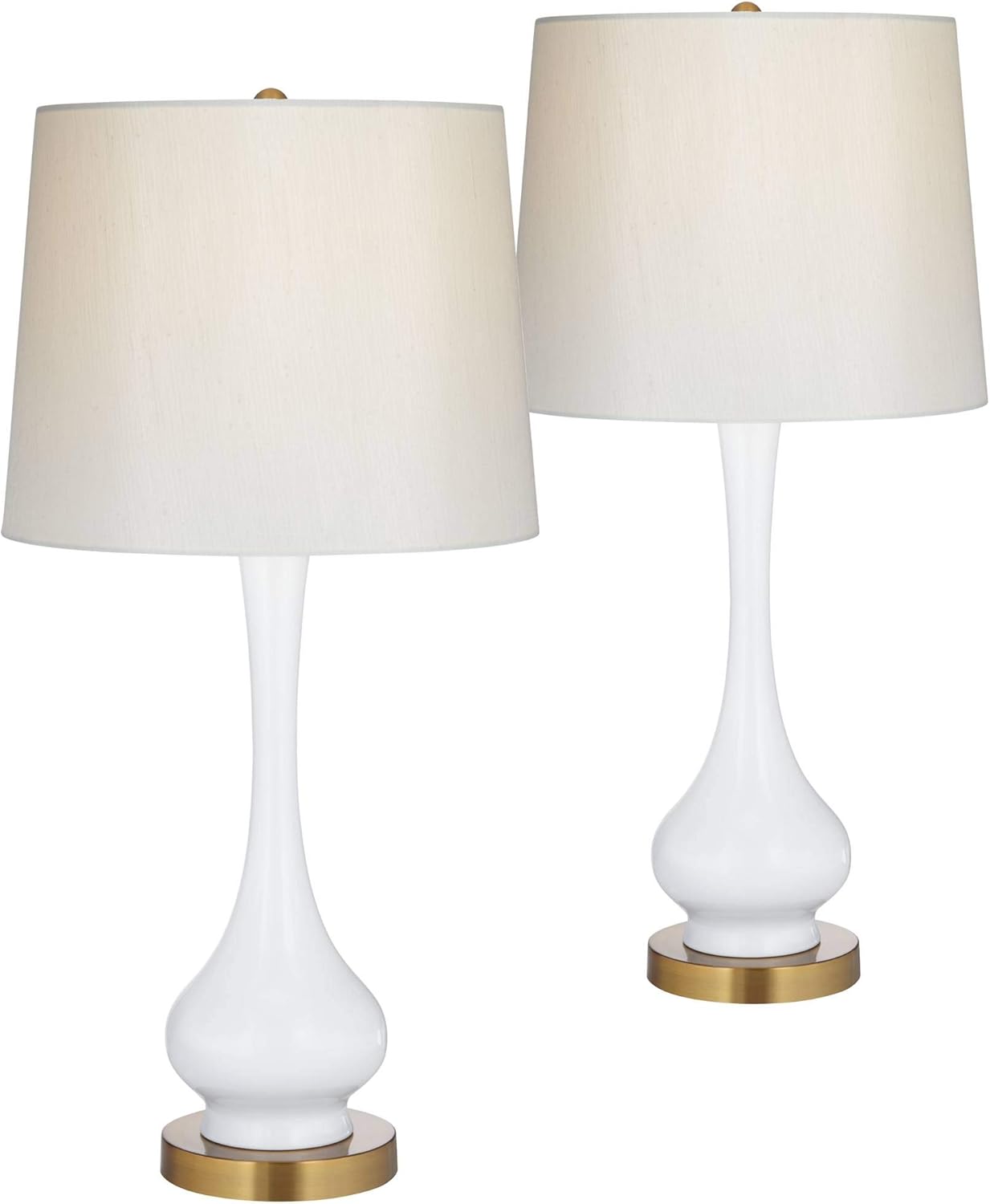 Hottest Sales Lula Modern Mid Century Modern Gourd-Shaped Table Lamps 30 Tall Set of 2 Bright White Metal Off-White Drum Shade for Living Room Bedroom House Bedside Nightstand Home Office - 360 Lighting Flash Sale Buy 1 get 1 Lula Modern Mid Century Modern Gourd-Shaped Table Lamps 30 Tall Set of 2 Bright White Metal Off-White Drum Shade for Living Room Bedroom House Bedside Nightstand Home Office - 360 Lighting